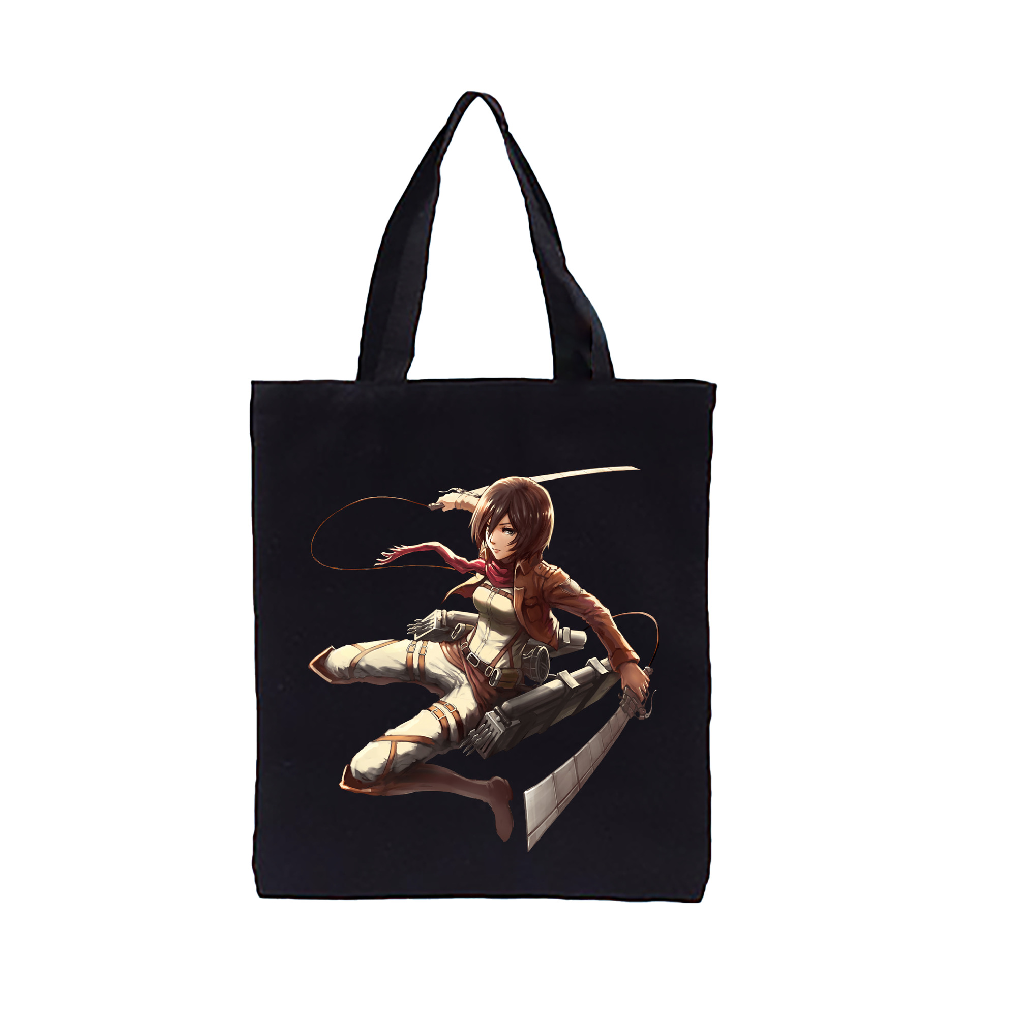 （画像用） 進撃の巨人 ミカサ·アッカーマン Attack on Titan Mikasa Ackerman 縦型キャンバス生地手提げバッグ　トートバッグ