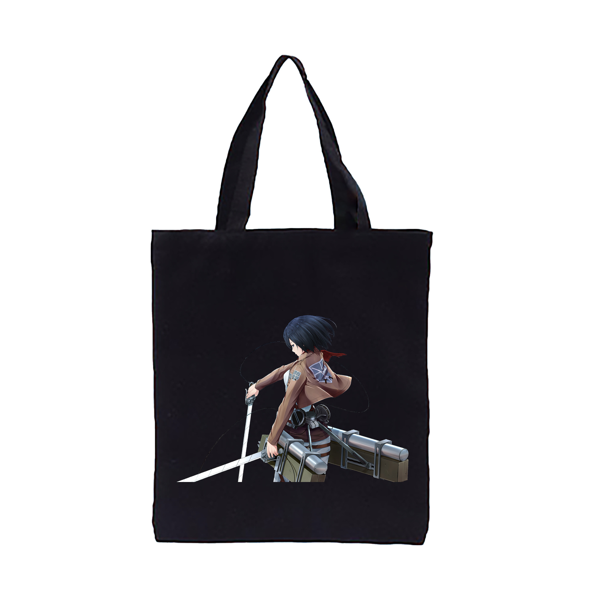 （画像用） 進撃の巨人 ミカサ·アッカーマン Attack on Titan Mikasa Ackerman 縦型キャンバス生地手提げバッグ　トートバッグ