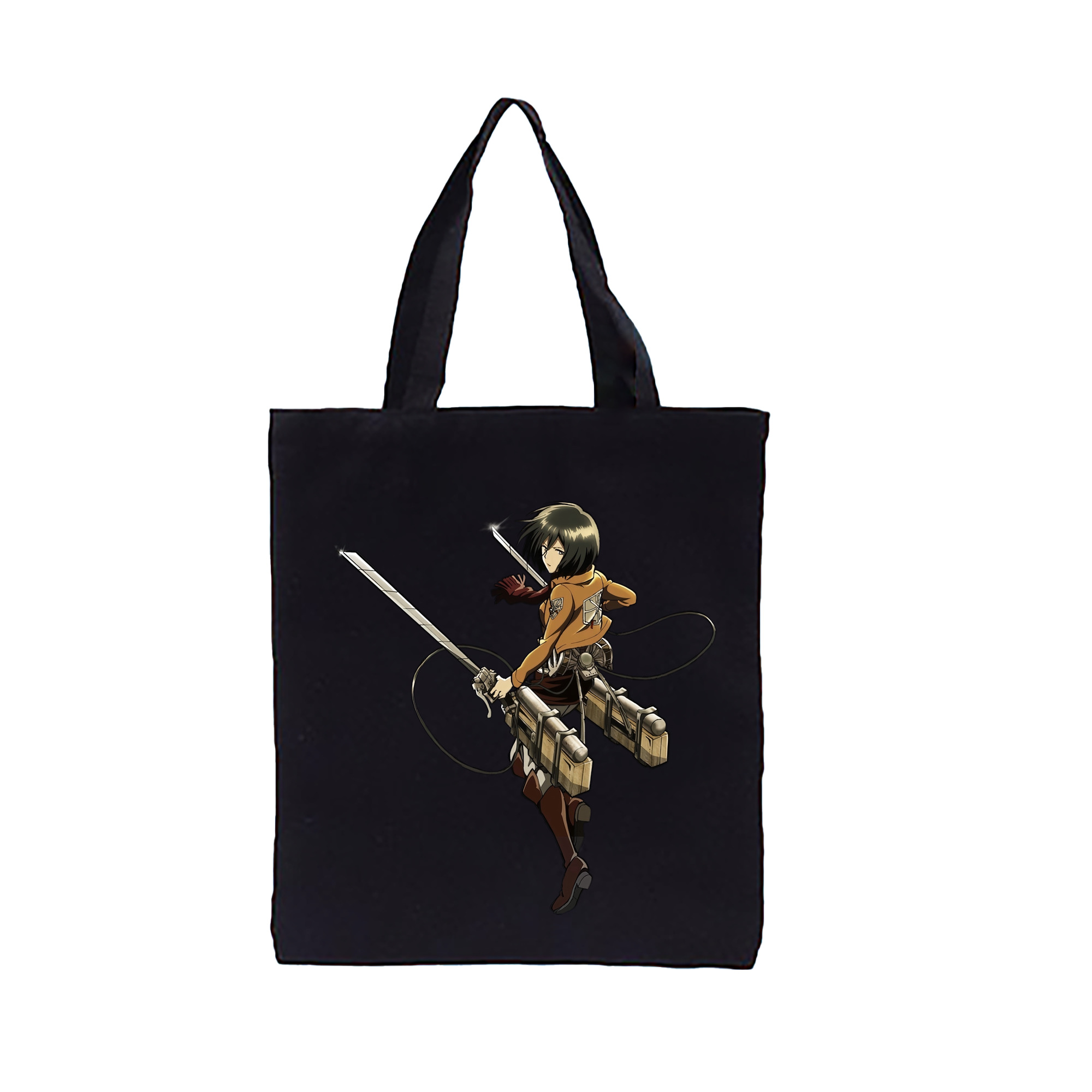 （画像用） 進撃の巨人 ミカサ·アッカーマン Attack on Titan Mikasa Ackerman 縦型キャンバス生地手提げバッグ　トートバッグ