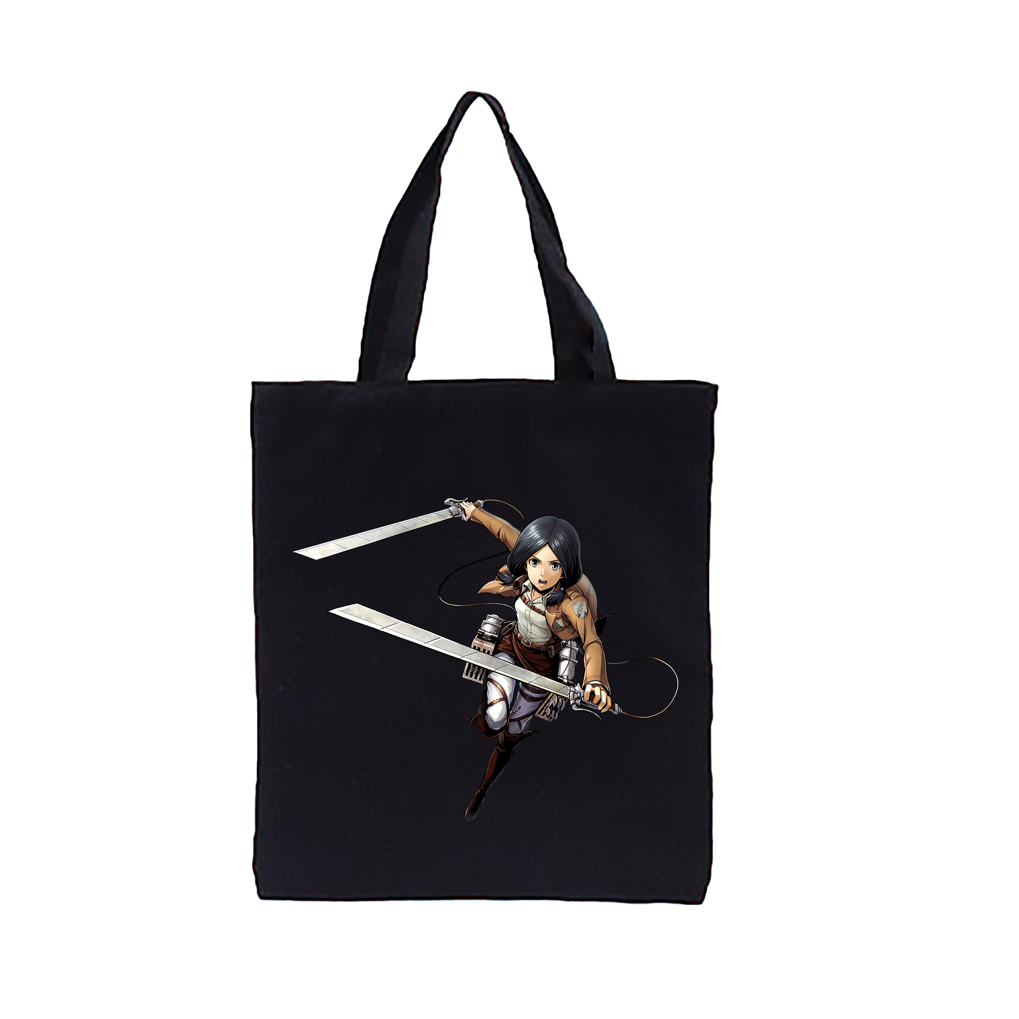 （画像用） 進撃の巨人 ミカサ·アッカーマン Attack on Titan Mikasa Ackerman 縦型キャンバス生地手提げバッグ　トートバッグ