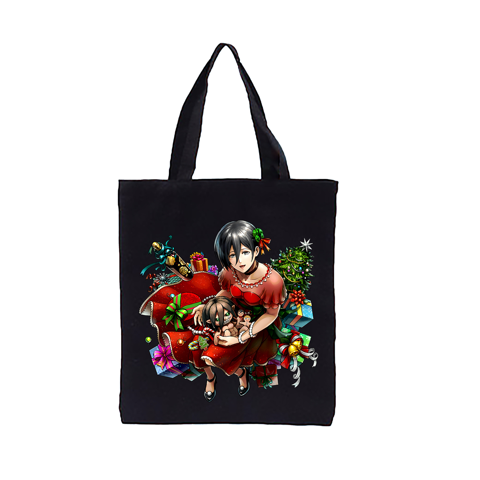 （画像用） 進撃の巨人 ミカサ·アッカーマン Attack on Titan Mikasa Ackerman 縦型キャンバス生地手提げバッグ　トートバッグ