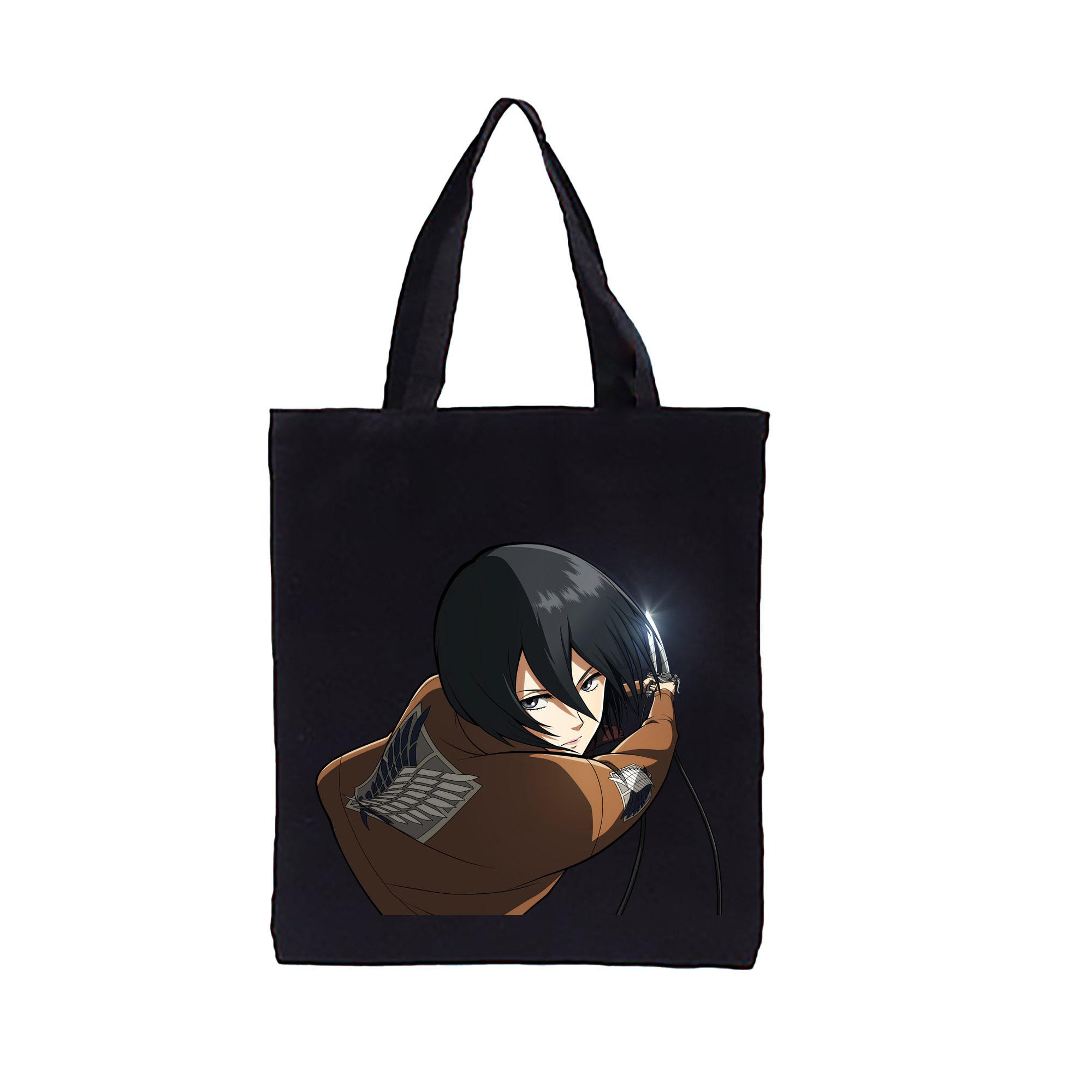 （画像用） 進撃の巨人 ミカサ·アッカーマン Attack on Titan Mikasa Ackerman 縦型キャンバス生地手提げバッグ　トートバッグ