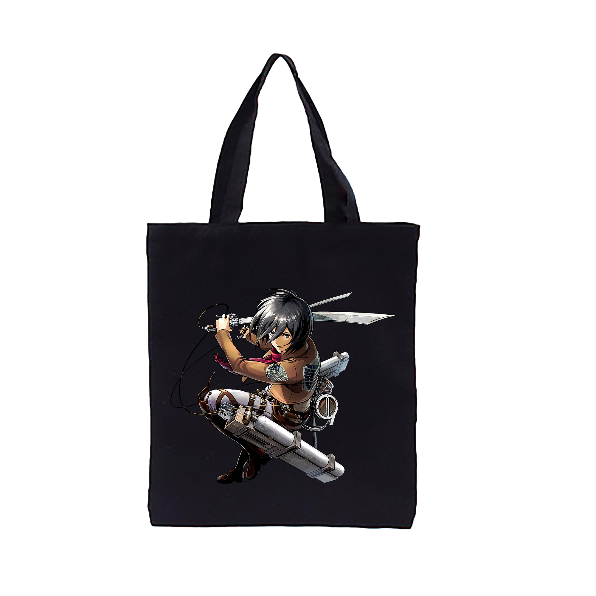 （画像用） 進撃の巨人 ミカサ·アッカーマン Attack on Titan Mikasa Ackerman 縦型キャンバス生地手提げバッグ　トートバッグ