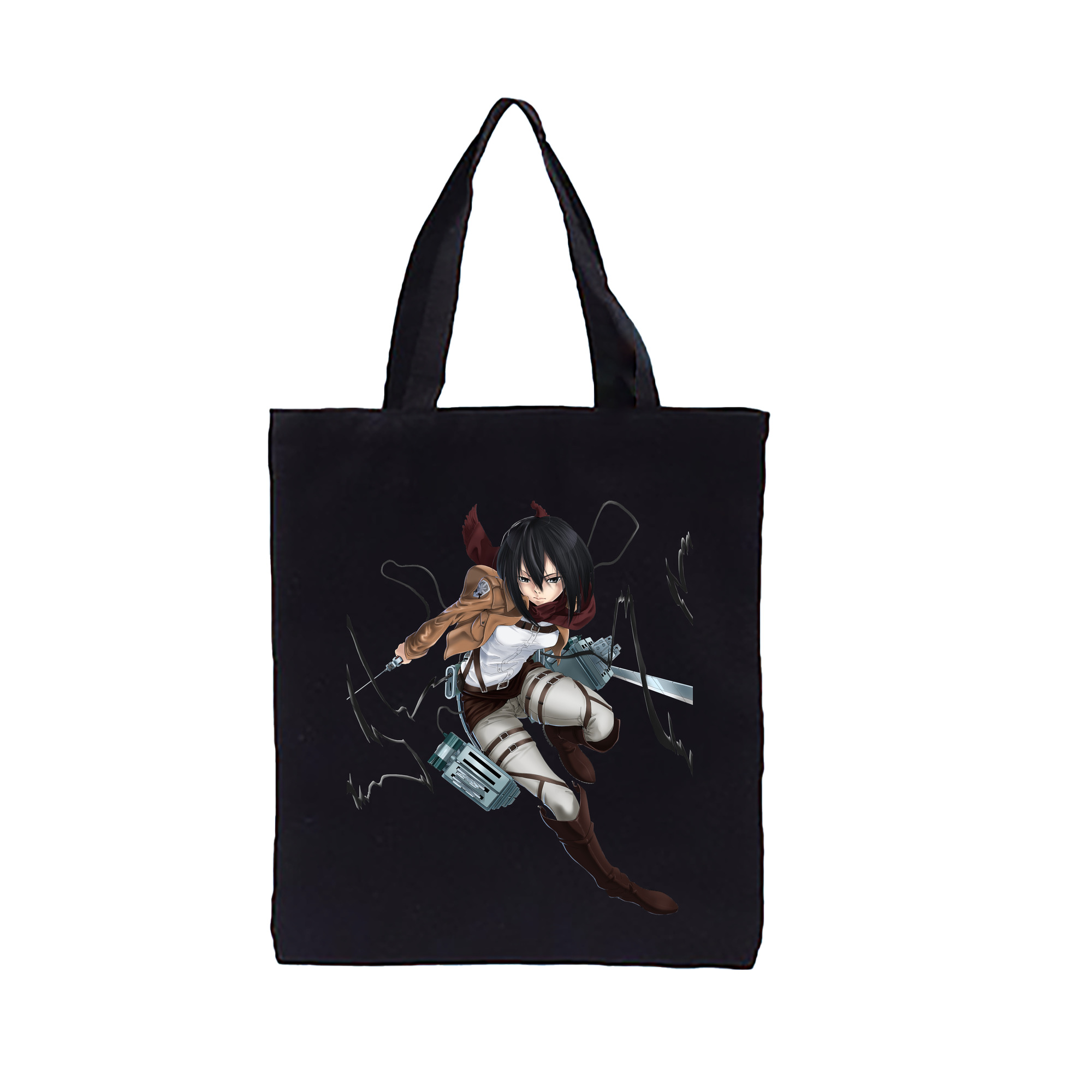 （画像用） 進撃の巨人 ミカサ·アッカーマン Attack on Titan Mikasa Ackerman 縦型キャンバス生地手提げバッグ　トートバッグ