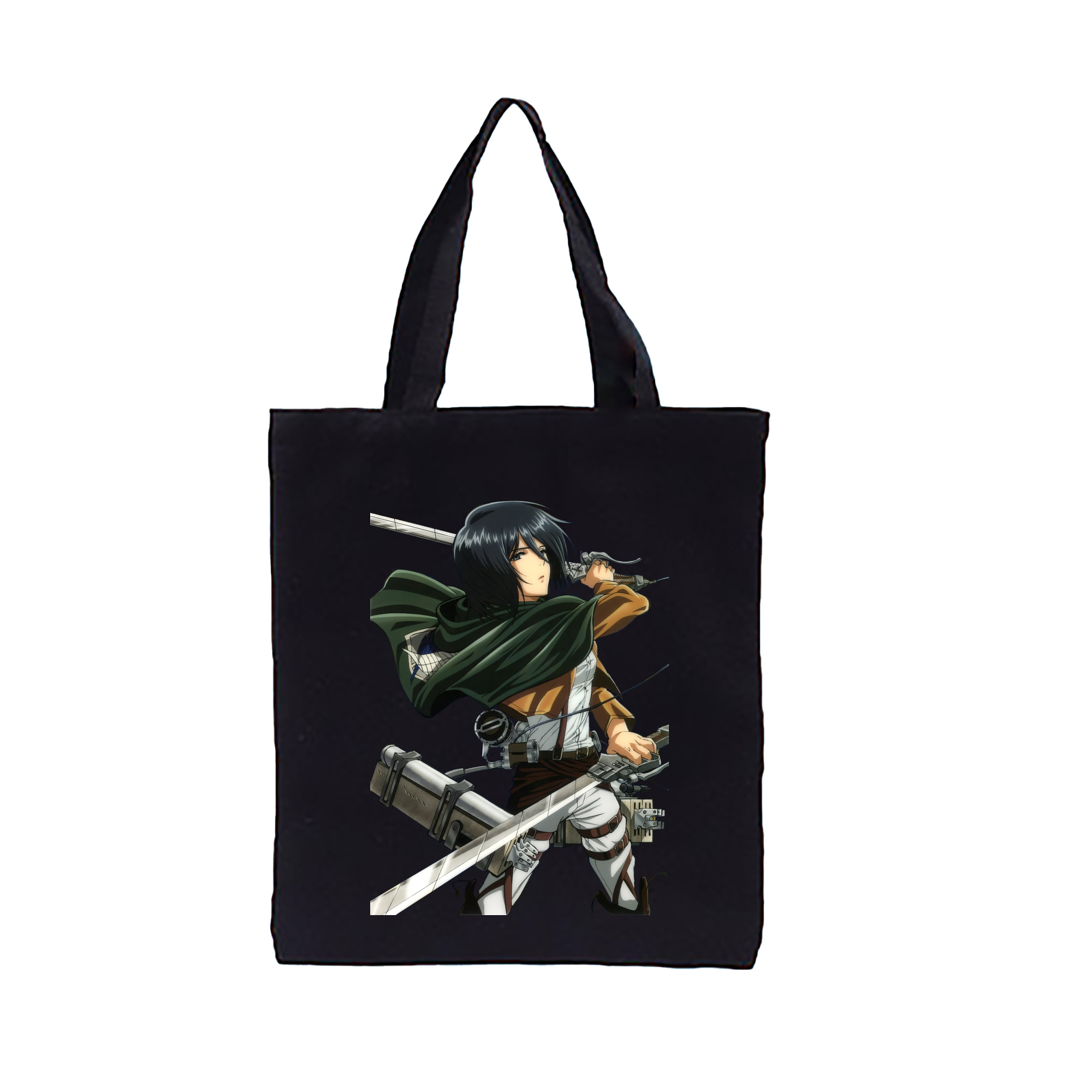 （画像用） 進撃の巨人 ミカサ·アッカーマン Attack on Titan Mikasa Ackerman 縦型キャンバス生地手提げバッグ　トートバッグ