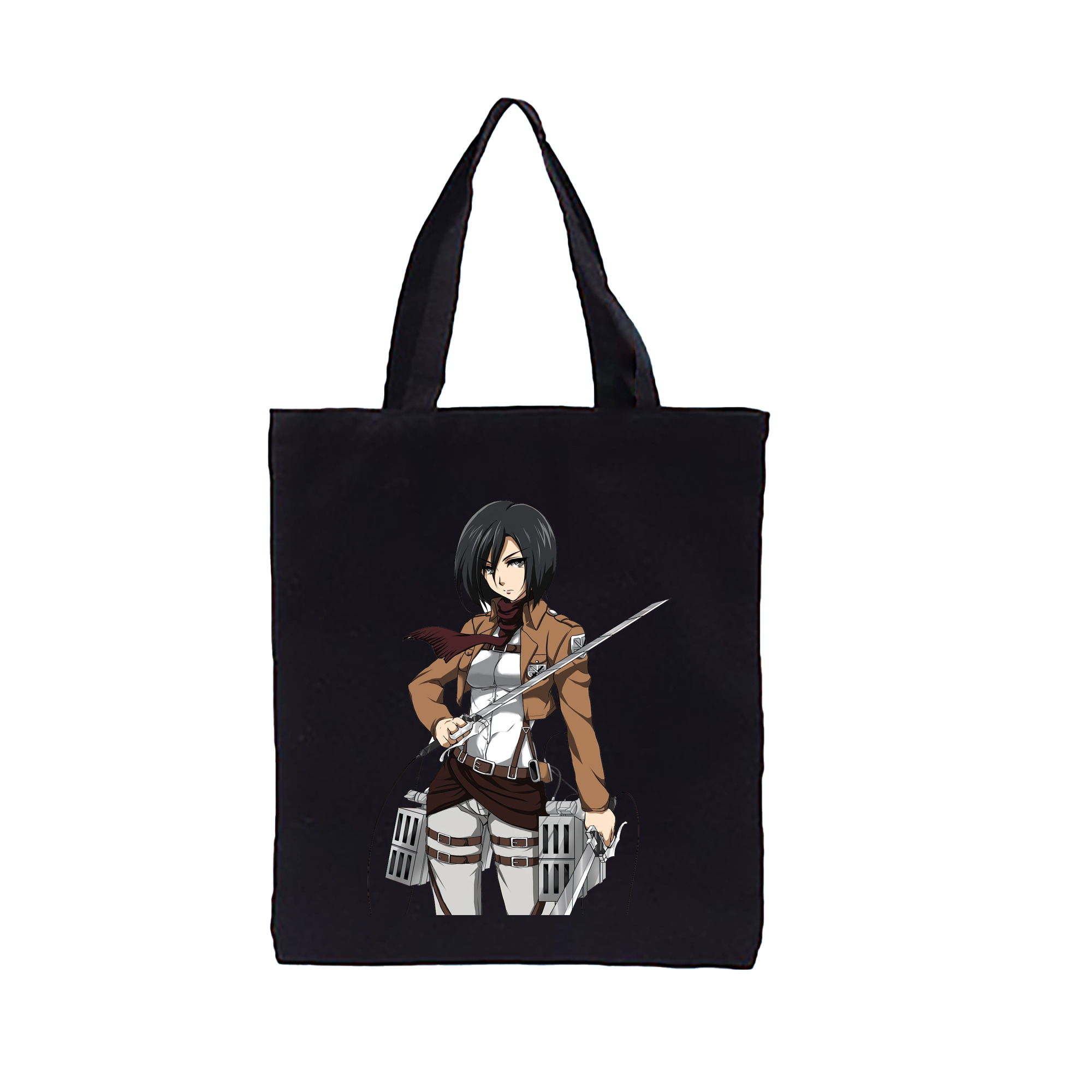 （画像用） 進撃の巨人 ミカサ·アッカーマン Attack on Titan Mikasa Ackerman 縦型キャンバス生地手提げバッグ　トートバッグ