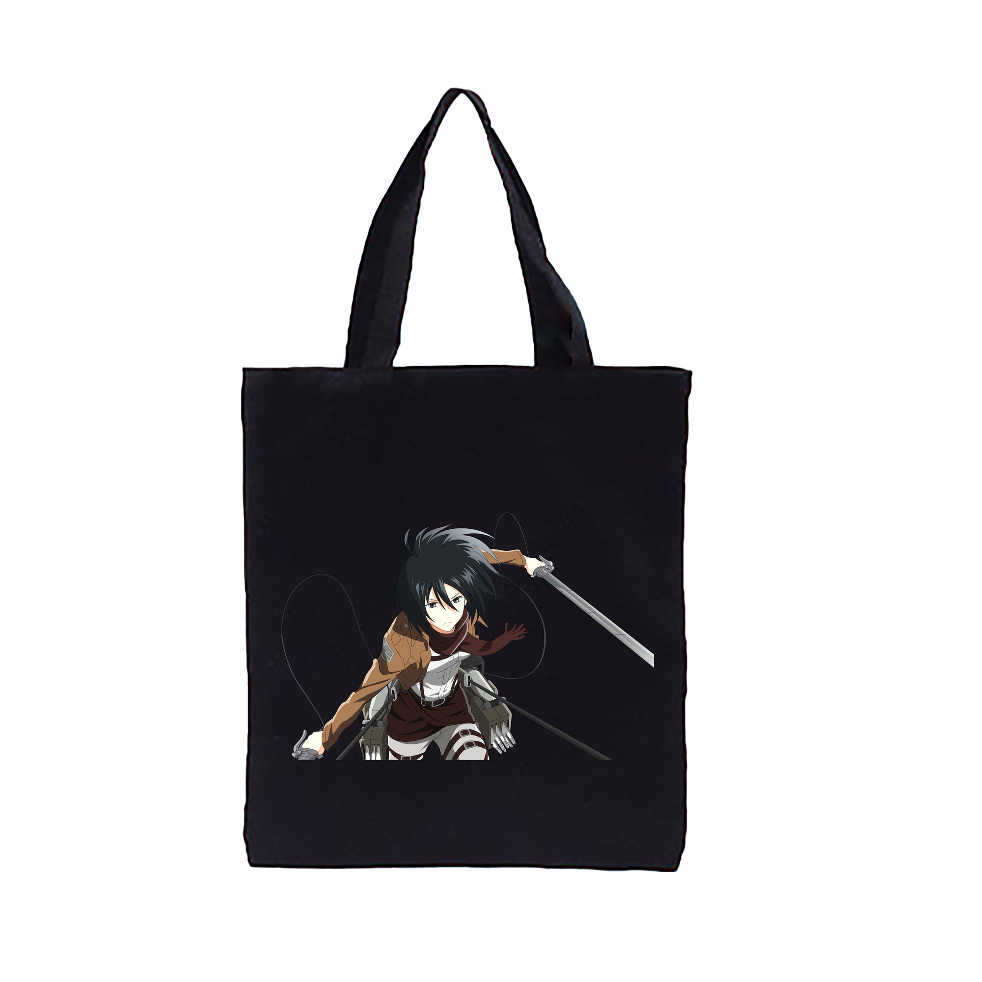 （画像用） 進撃の巨人 ミカサ·アッカーマン Attack on Titan Mikasa Ackerman 縦型キャンバス生地手提げバッグ　トートバッグ