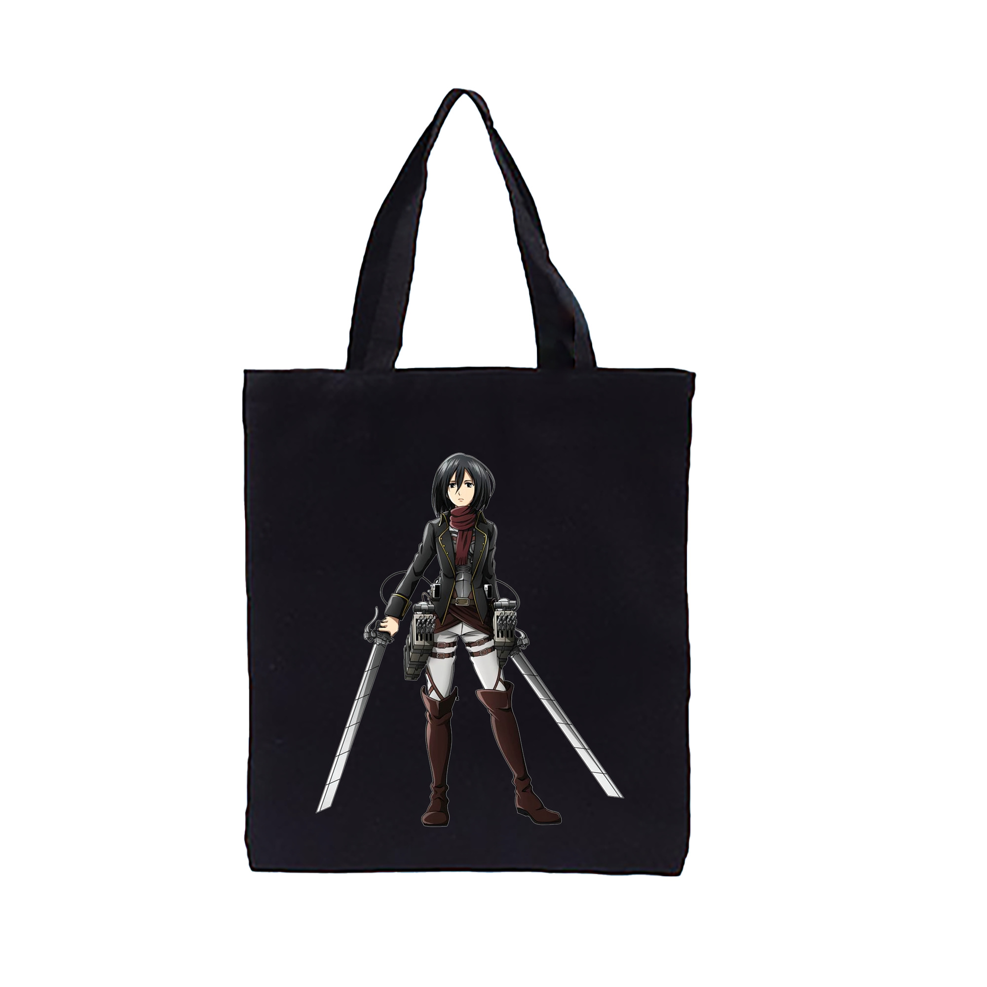 （画像用） 進撃の巨人 ミカサ·アッカーマン Attack on Titan Mikasa Ackerman 縦型キャンバス生地手提げバッグ　トートバッグ
