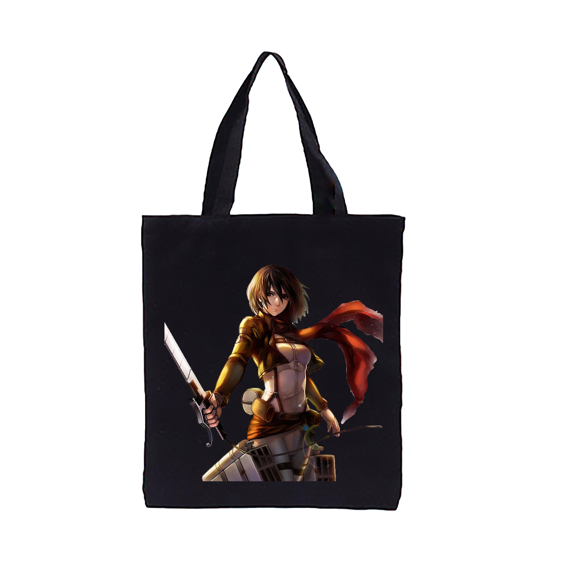 （画像用） 進撃の巨人 ミカサ·アッカーマン Attack on Titan Mikasa Ackerman 縦型キャンバス生地手提げバッグ　トートバッグ