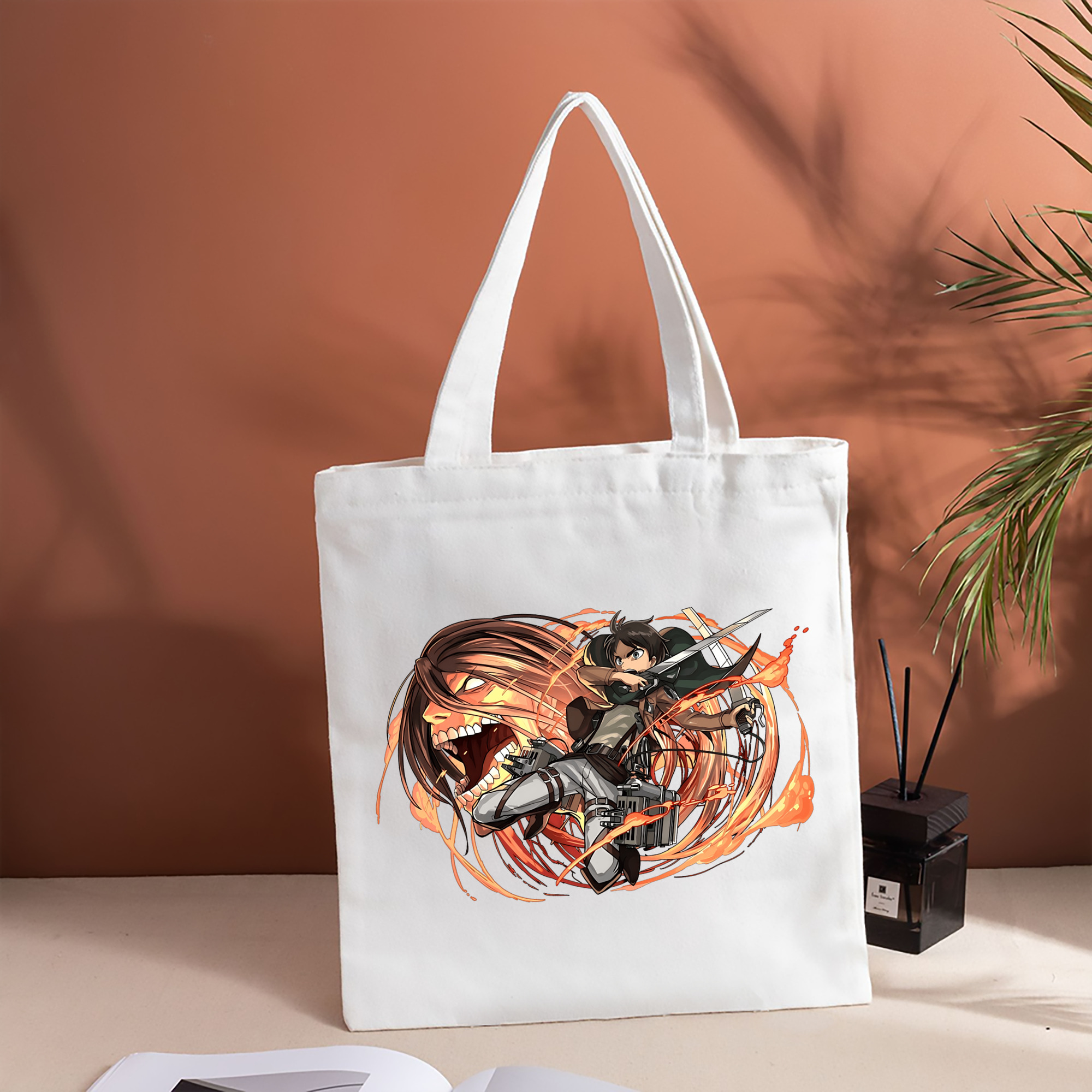 進撃の巨人 エレン･イェーガー Attack on Titan Eren Jäger 縦型キャンバス生地手提げバッグ　トートバッグ