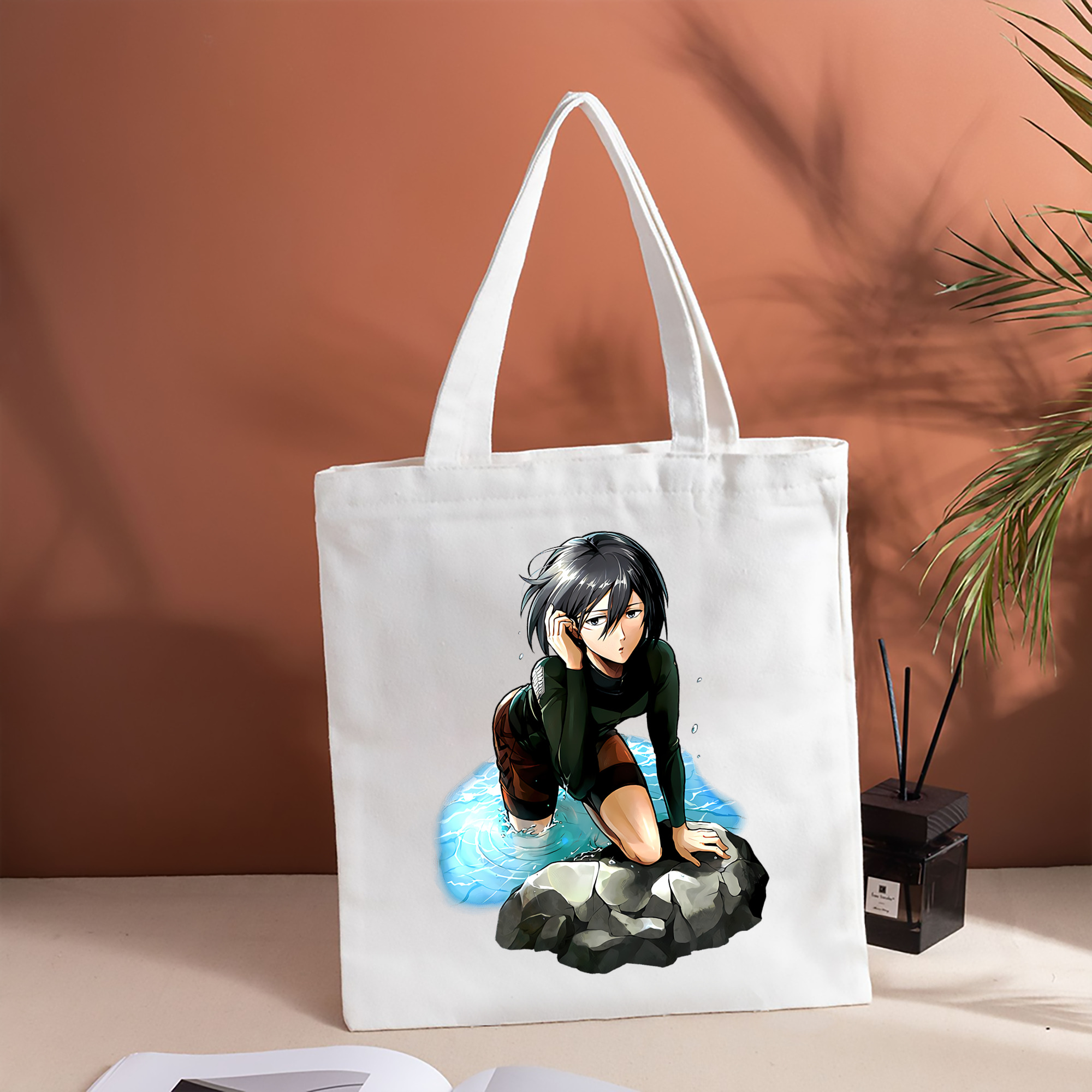進撃の巨人 ミカサ·アッカーマン Attack on Titan Mikasa Ackerman 縦型キャンバス生地手提げバッグ　トートバッグ
