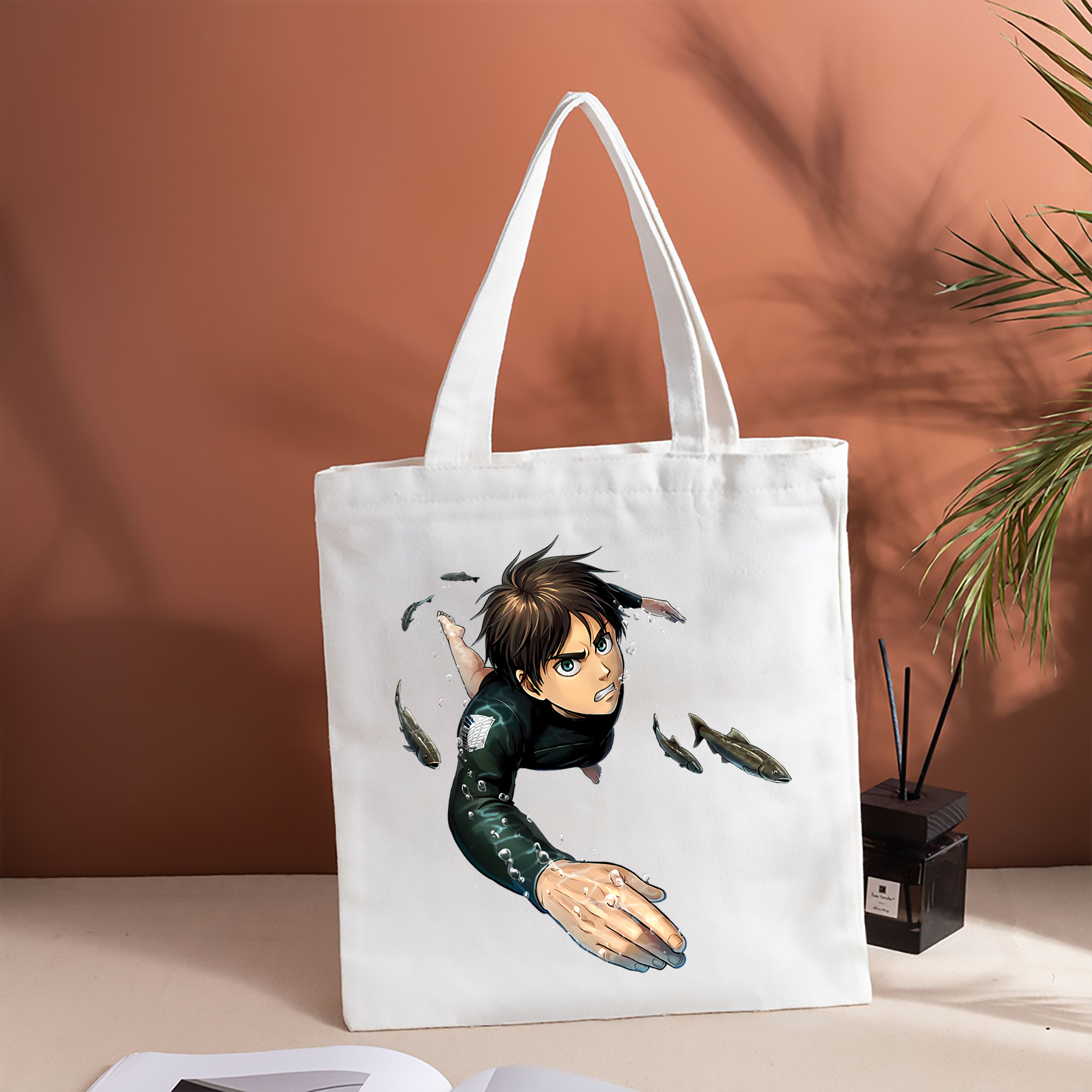 進撃の巨人 エレン･イェーガー Attack on Titan Eren Jäger 縦型キャンバス生地手提げバッグ　トートバッグ