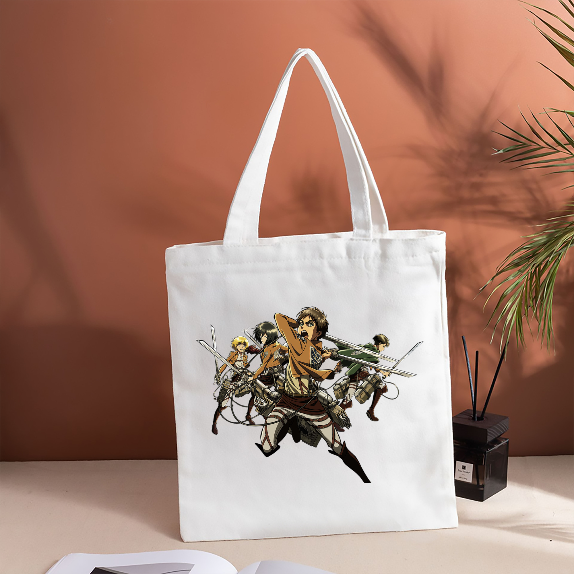 進撃の巨人 エレン･イェーガー Attack on Titan Eren Jäger 縦型キャンバス生地手提げバッグ　トートバッグ