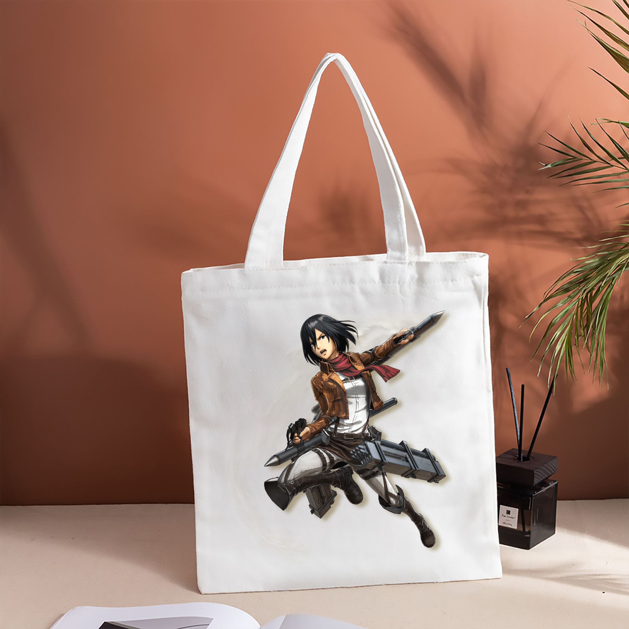 進撃の巨人 ミカサ·アッカーマン Attack on Titan Mikasa Ackerman 縦型キャンバス生地手提げバッグ　トートバッグ