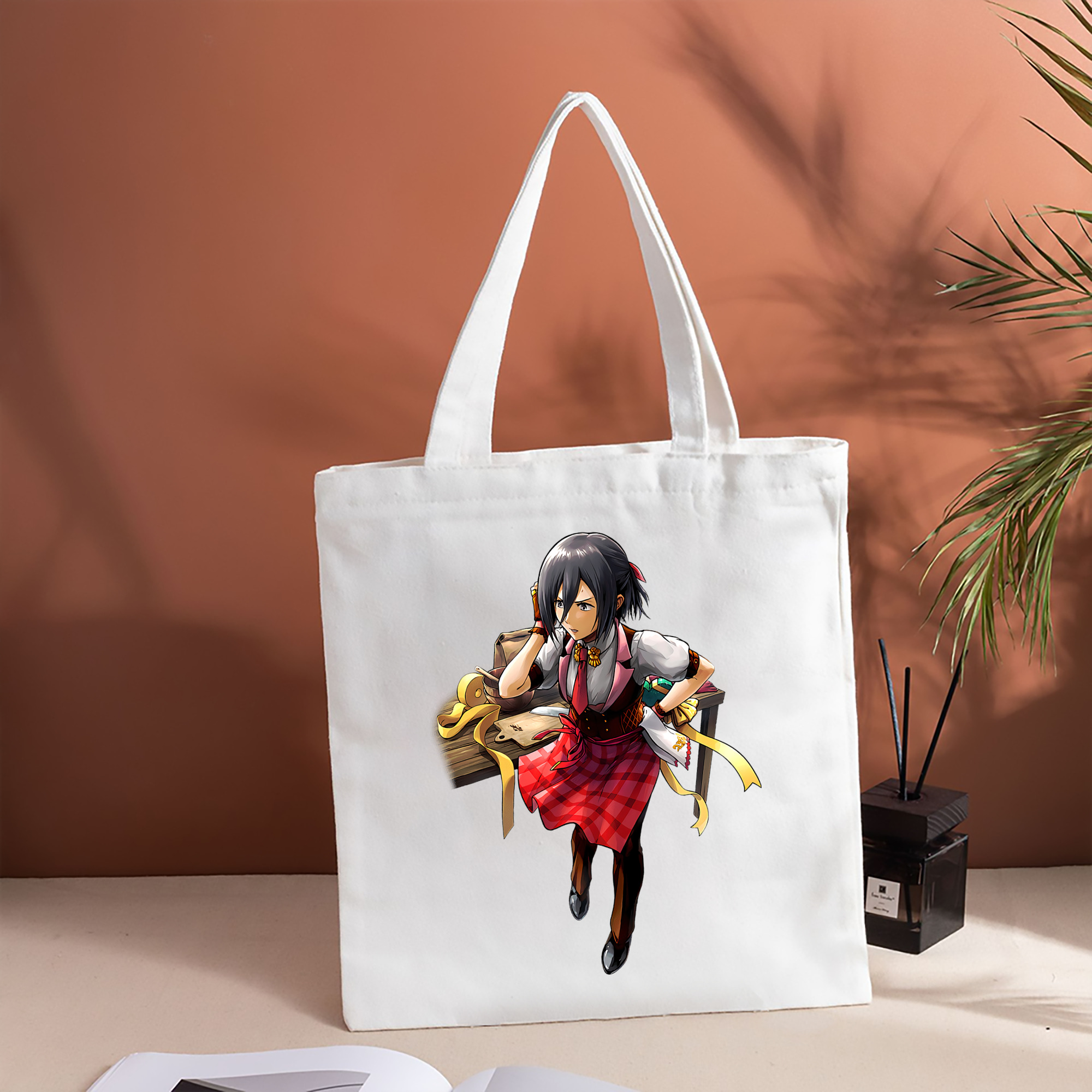 進撃の巨人 ミカサ·アッカーマン Attack on Titan Mikasa Ackerman 縦型キャンバス生地手提げバッグ　トートバッグ