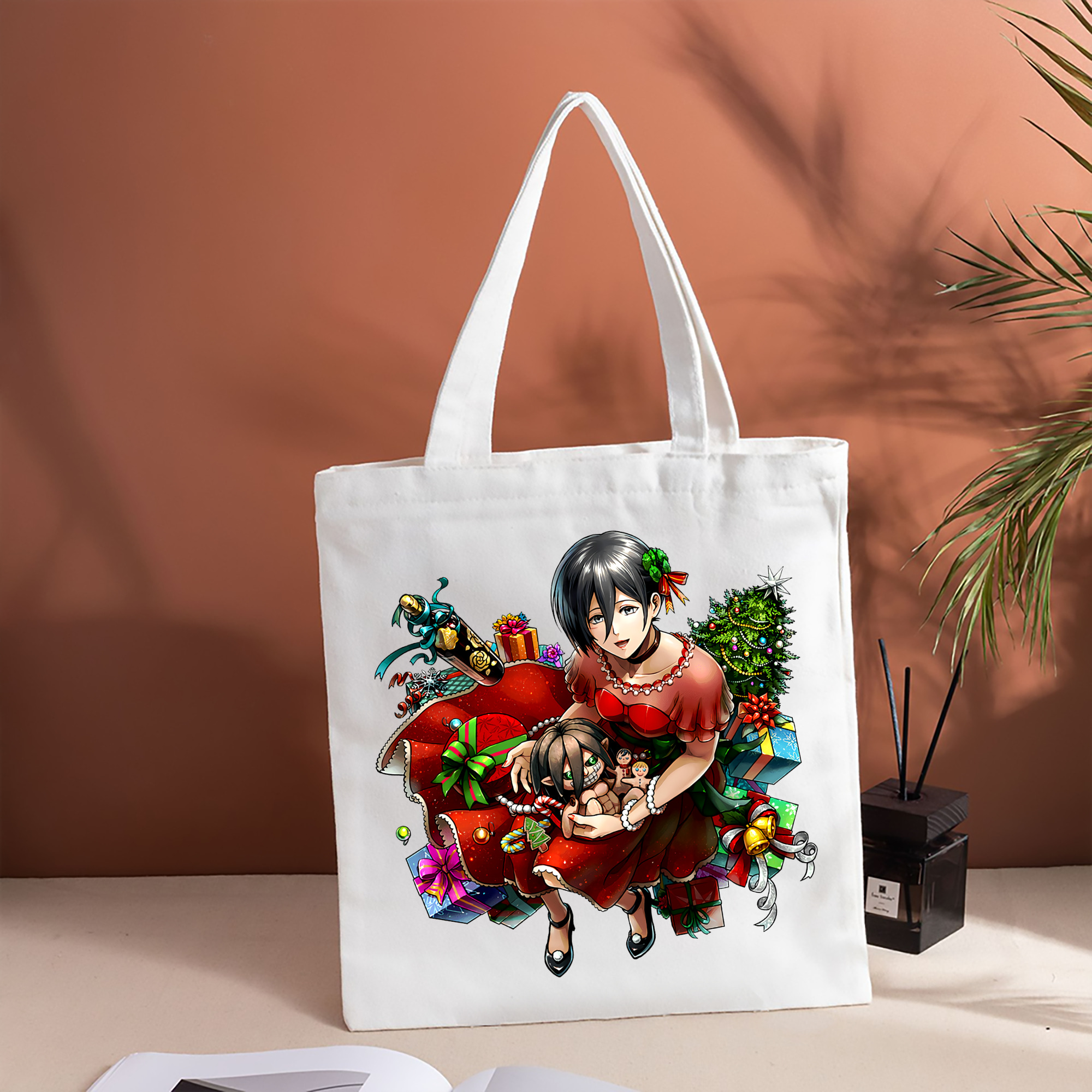 進撃の巨人 ミカサ·アッカーマン Attack on Titan Mikasa Ackerman 縦型キャンバス生地手提げバッグ　トートバッグ