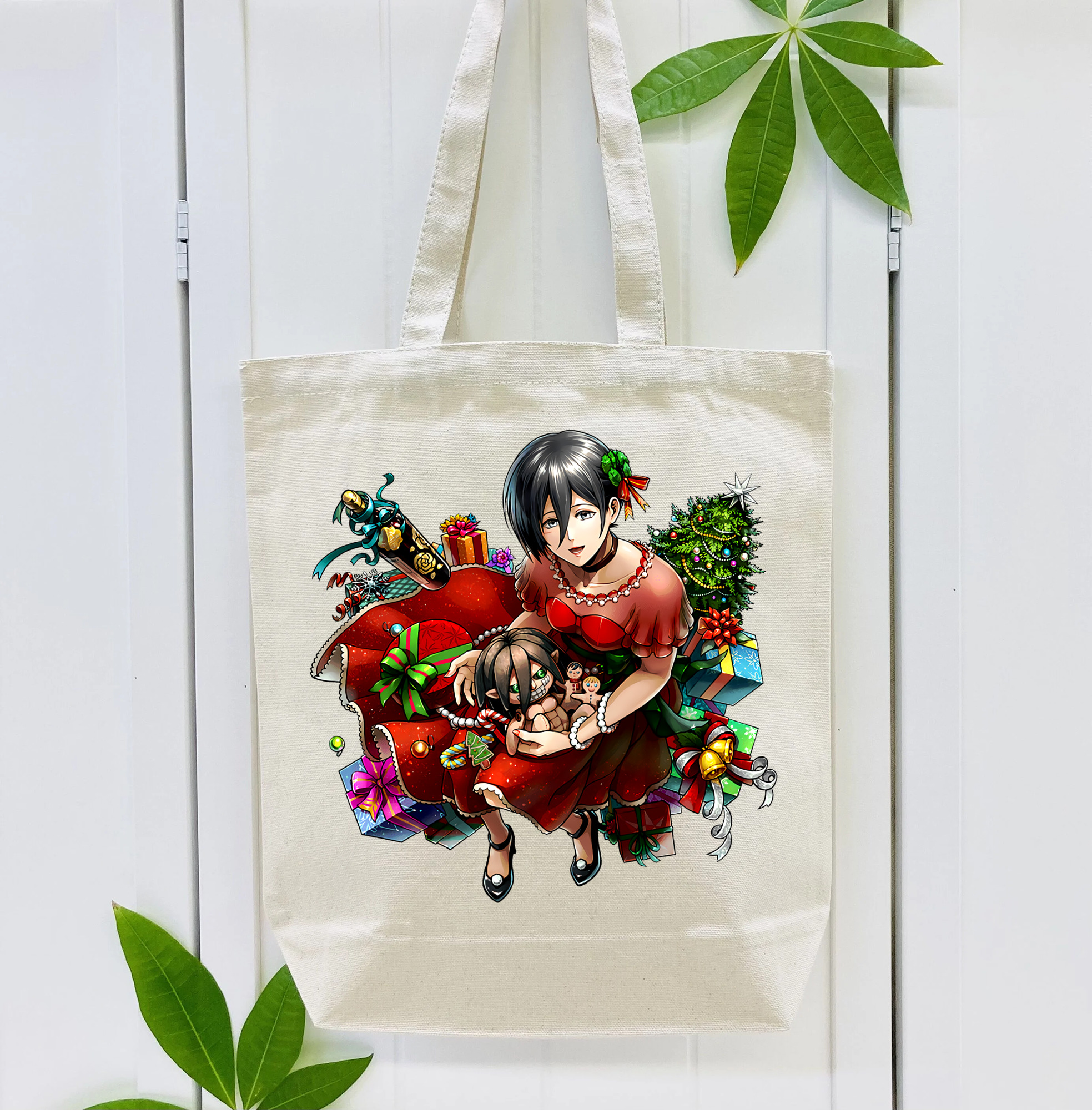 進撃の巨人 ミカサ·アッカーマン Attack on Titan Mikasa Ackerman 縦型キャンバス生地手提げバッグ　トートバッグ