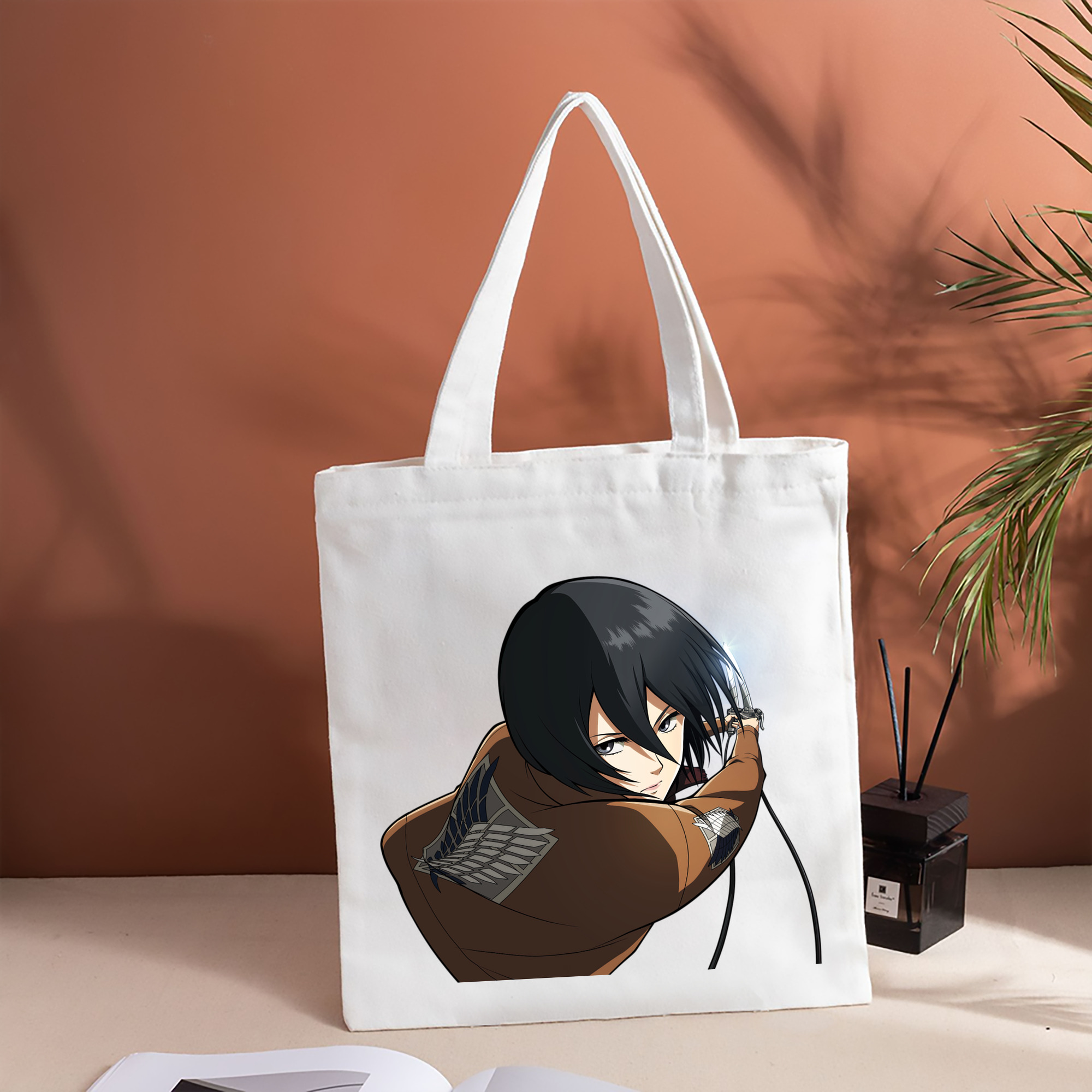進撃の巨人 ミカサ·アッカーマン Attack on Titan Mikasa Ackerman 縦型キャンバス生地手提げバッグ　トートバッグ