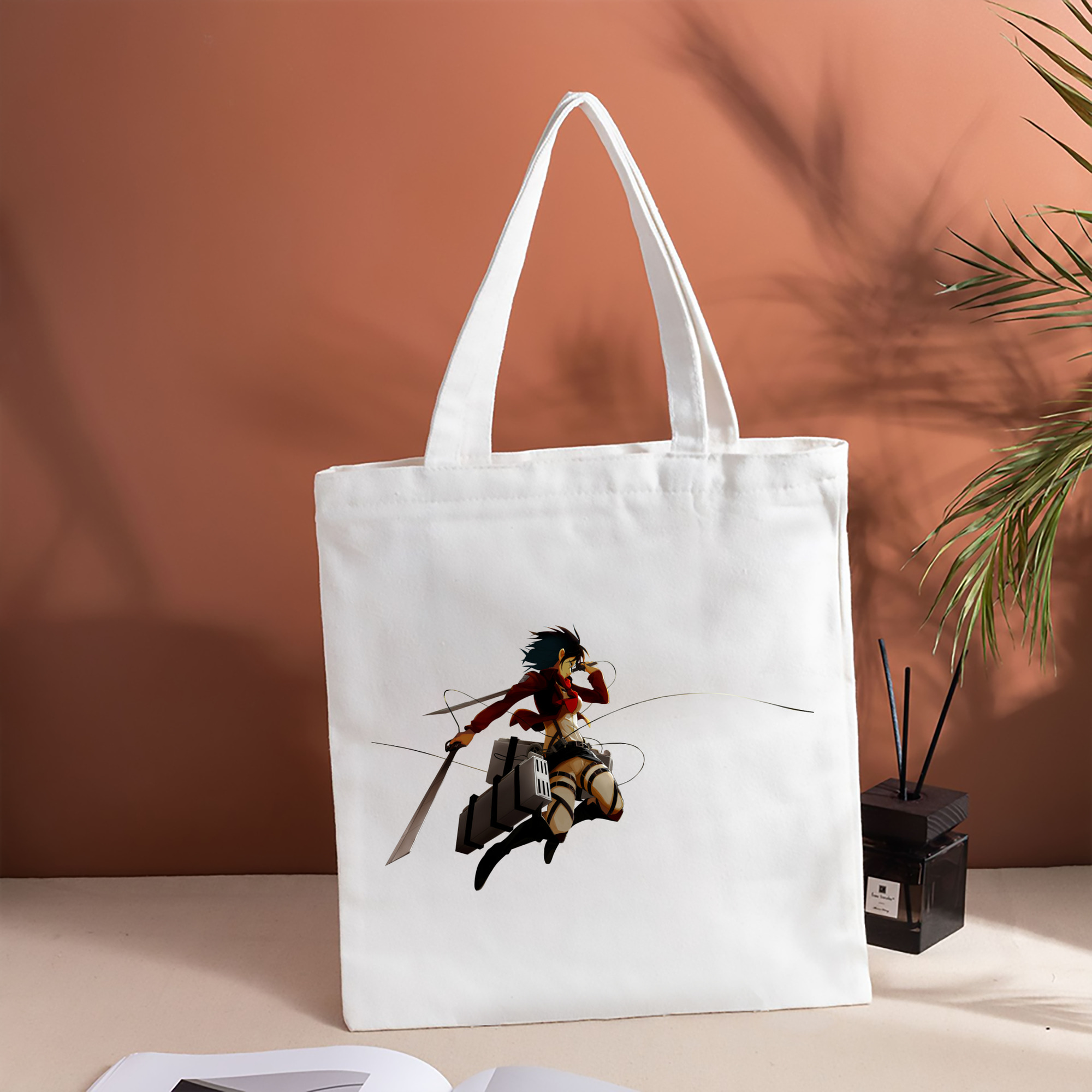 進撃の巨人 ミカサ·アッカーマン Attack on Titan Mikasa Ackerman 縦型キャンバス生地手提げバッグ　トートバッグ
