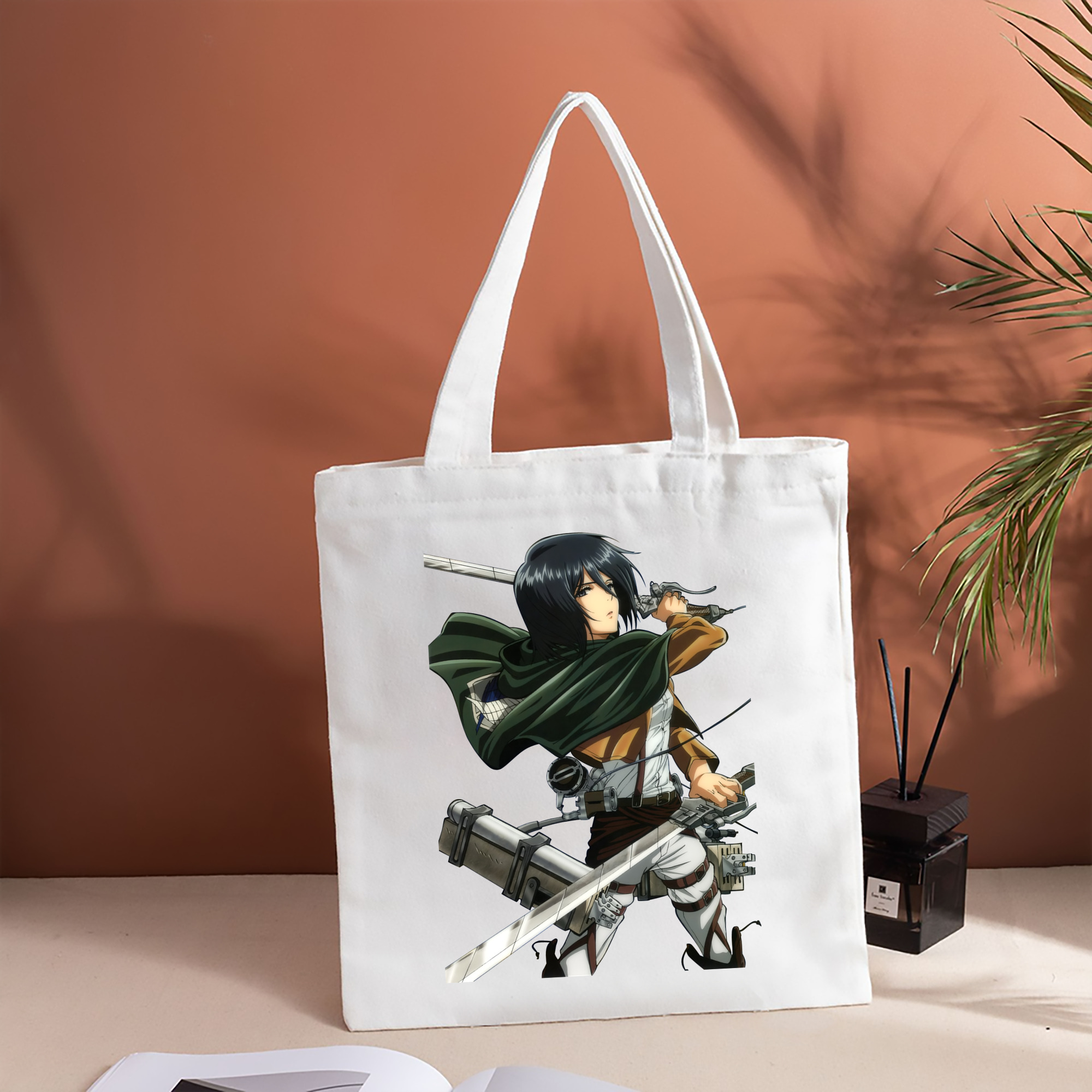 進撃の巨人 ミカサ·アッカーマン Attack on Titan Mikasa Ackerman 縦型キャンバス生地手提げバッグ　トートバッグ