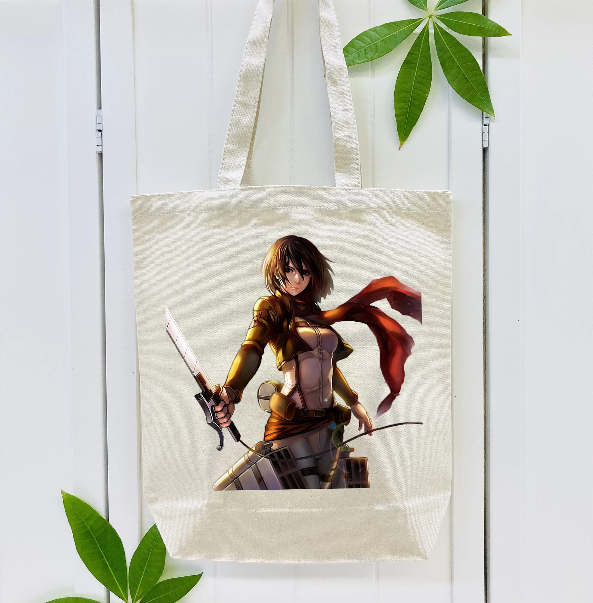 進撃の巨人 ミカサ·アッカーマン Attack on Titan Mikasa Ackerman 縦型キャンバス生地手提げバッグ　トートバッグ
