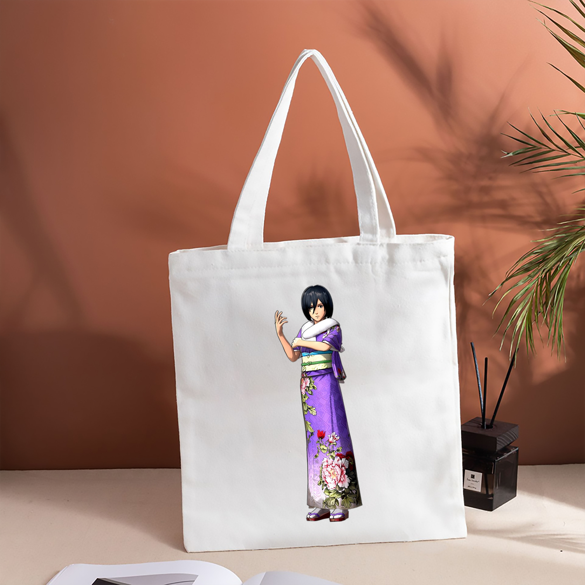 進撃の巨人 ミカサ·アッカーマン Attack on Titan Mikasa Ackerman 縦型キャンバス生地手提げバッグ　トートバッグ