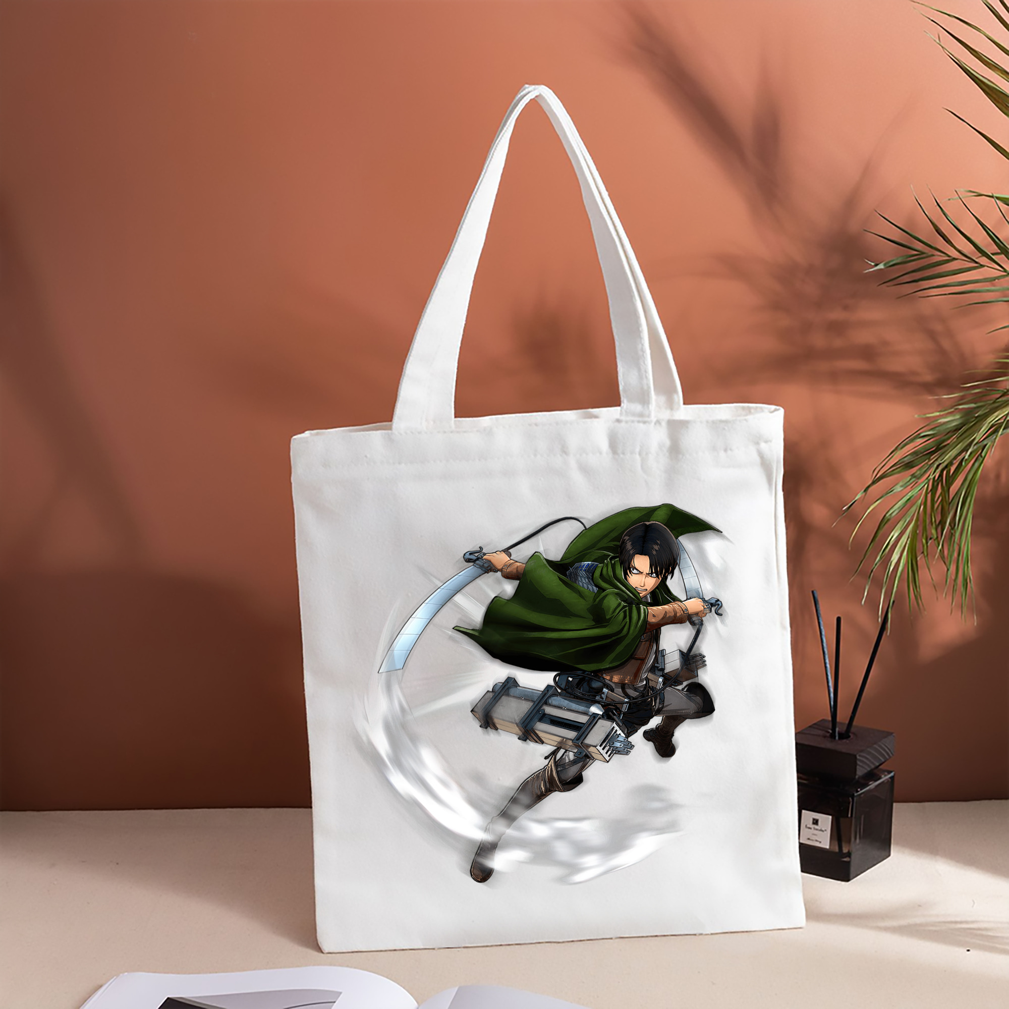 進撃の巨人 リヴァイ·アッカーマン Attack on Titan Levi Ackerman 縦型キャンバス生地手提げバッグ　トートバッグ