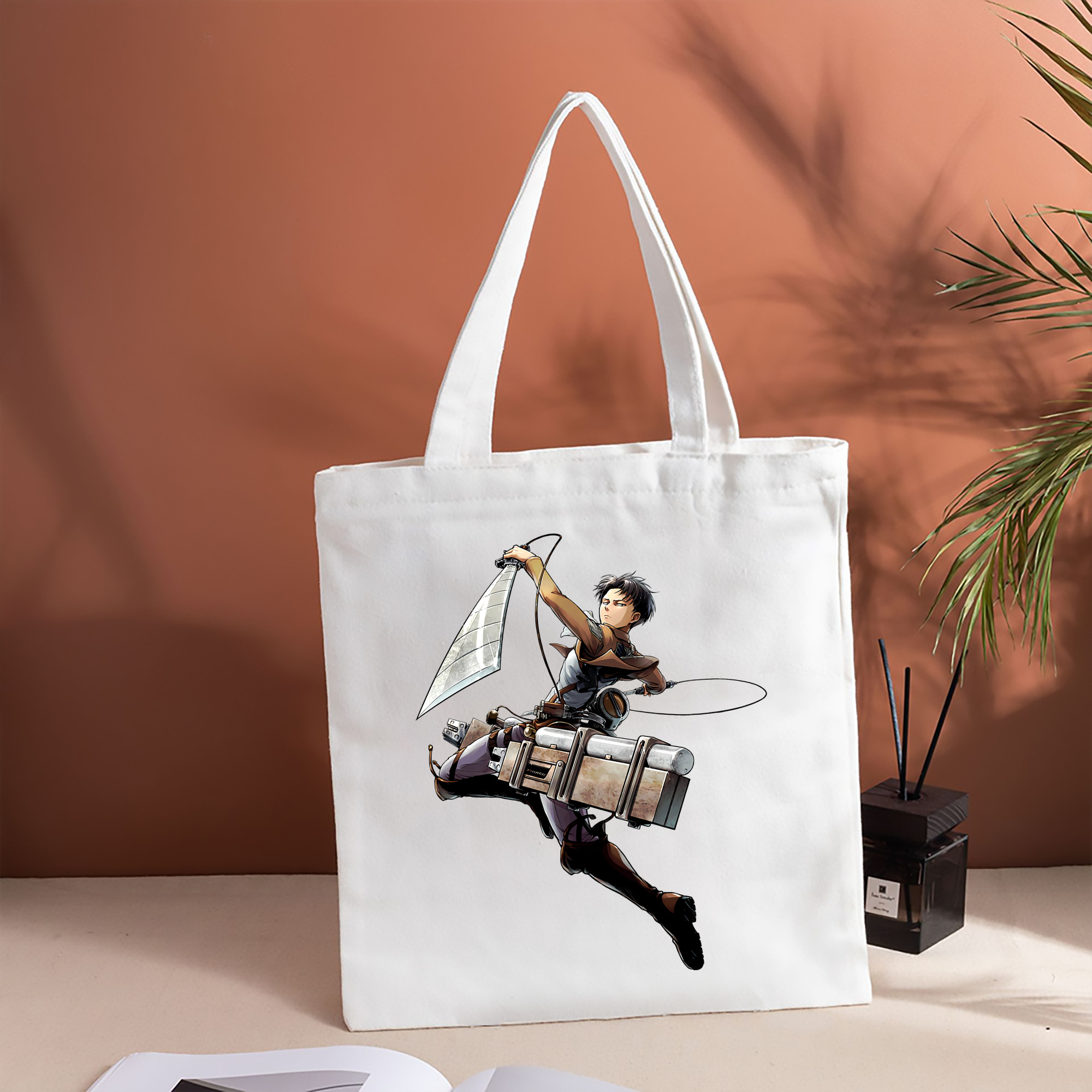 進撃の巨人 リヴァイ·アッカーマン Attack on Titan Levi Ackerman 縦型キャンバス生地手提げバッグ　トートバッグ