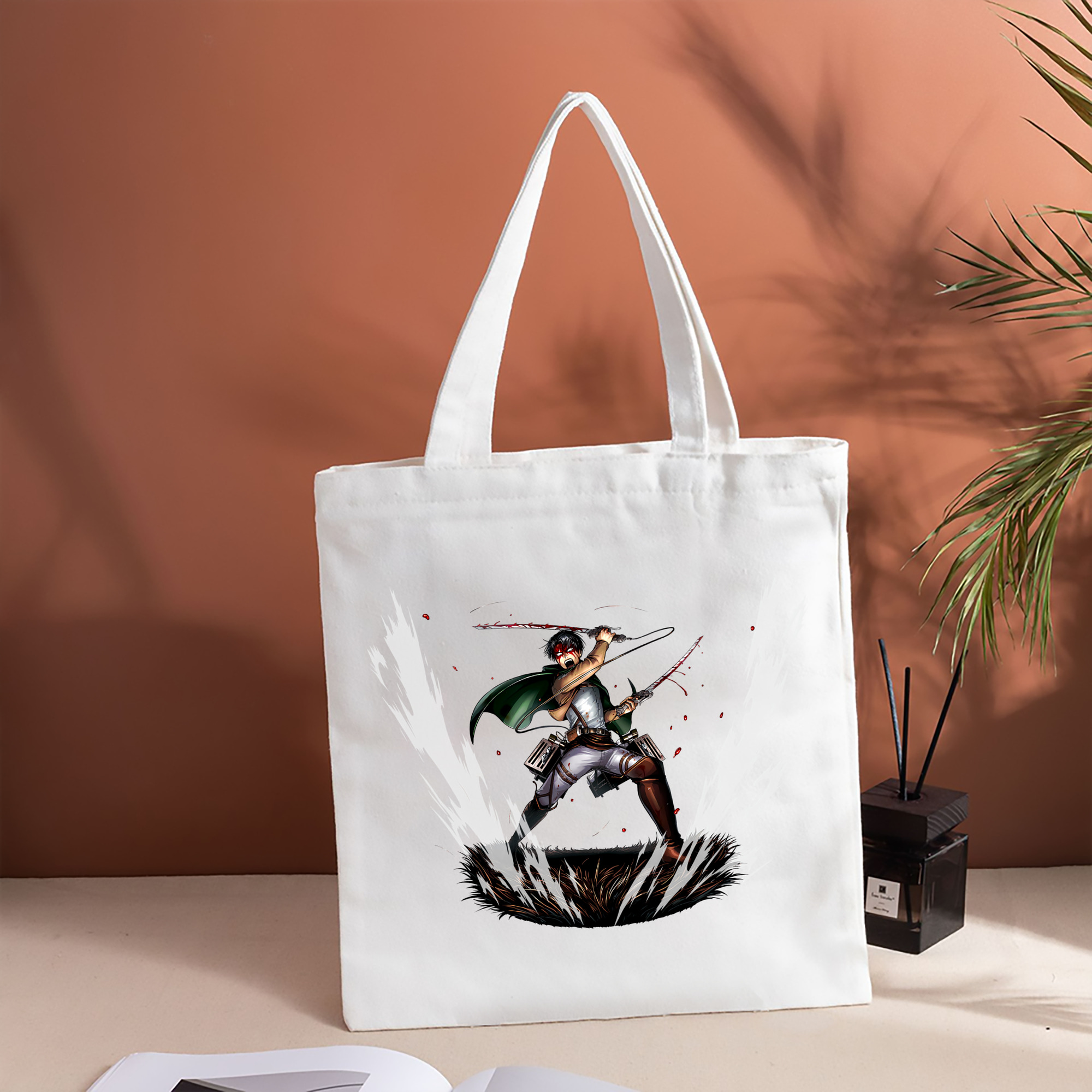 進撃の巨人 リヴァイ·アッカーマン Attack on Titan Levi Ackerman 縦型キャンバス生地手提げバッグ　トートバッグ