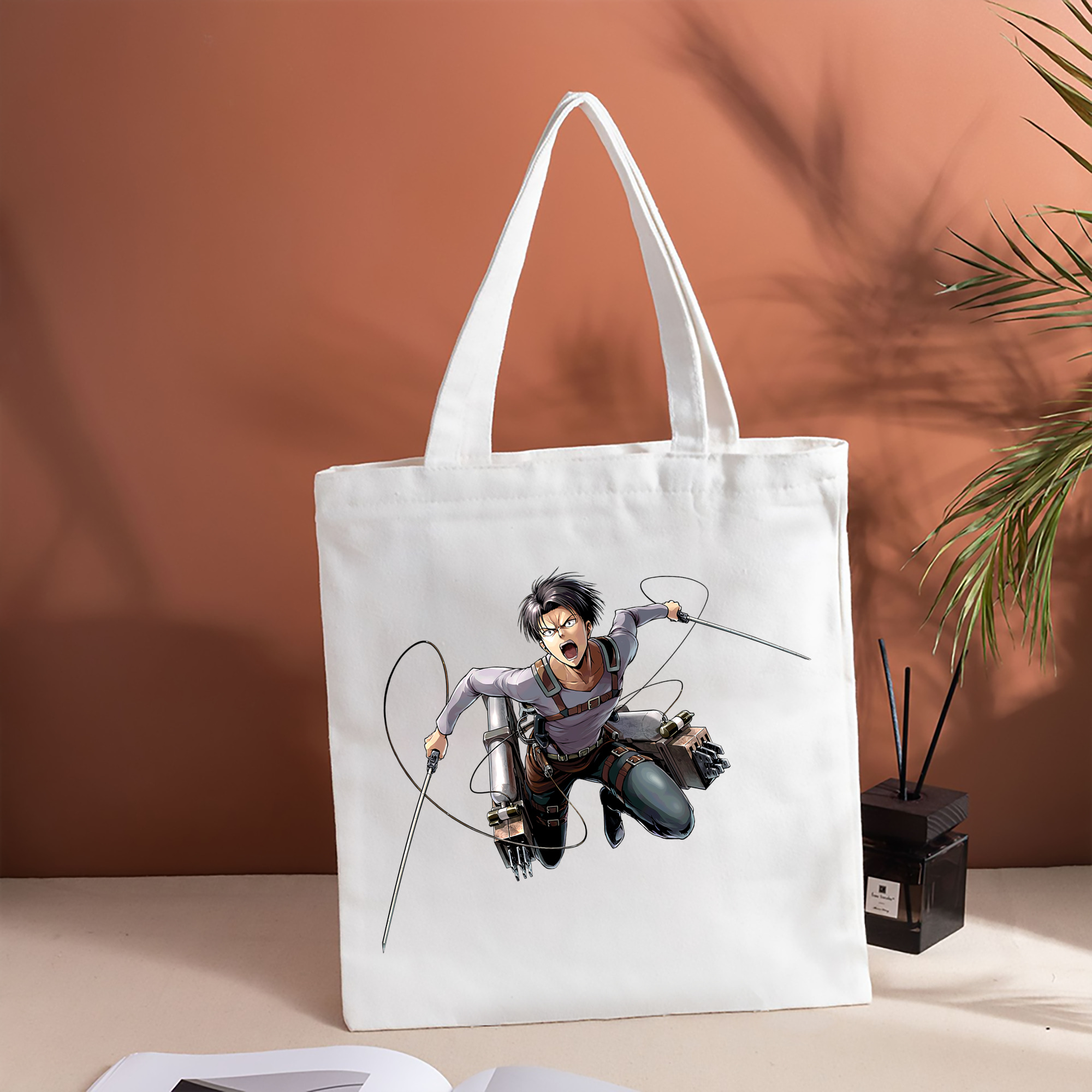 進撃の巨人 リヴァイ·アッカーマン Attack on Titan Levi Ackerman 縦型キャンバス生地手提げバッグ　トートバッグ