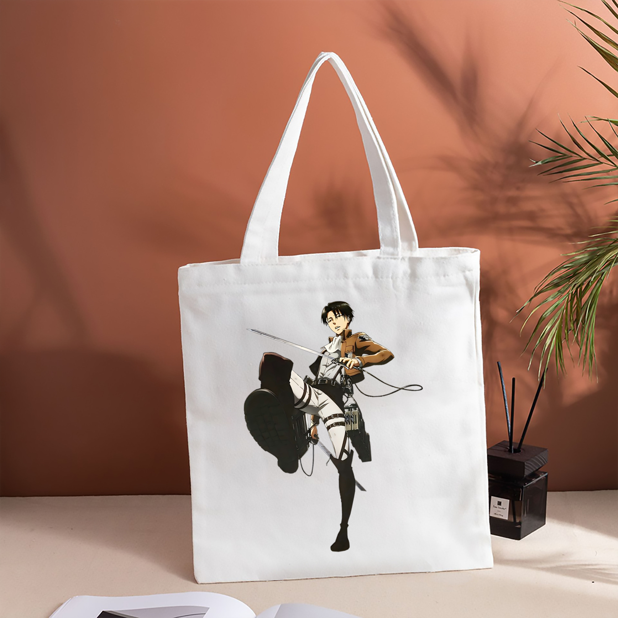 進撃の巨人 リヴァイ·アッカーマン Attack on Titan Levi Ackerman 縦型キャンバス生地手提げバッグ　トートバッグ