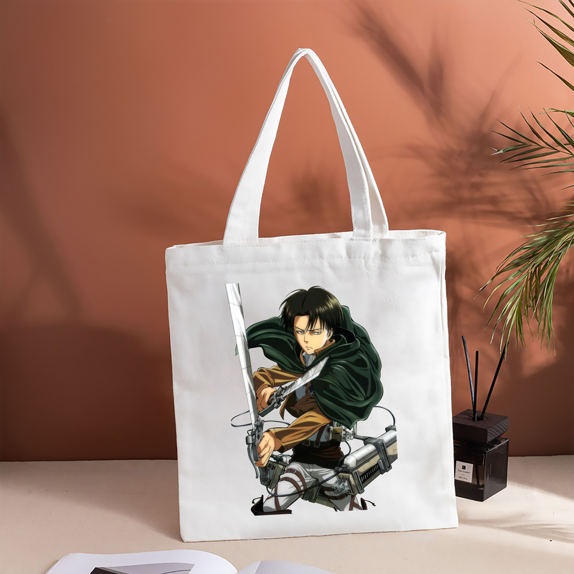 進撃の巨人 リヴァイ·アッカーマン Attack on Titan Levi Ackerman 縦型キャンバス生地手提げバッグ　トートバッグ