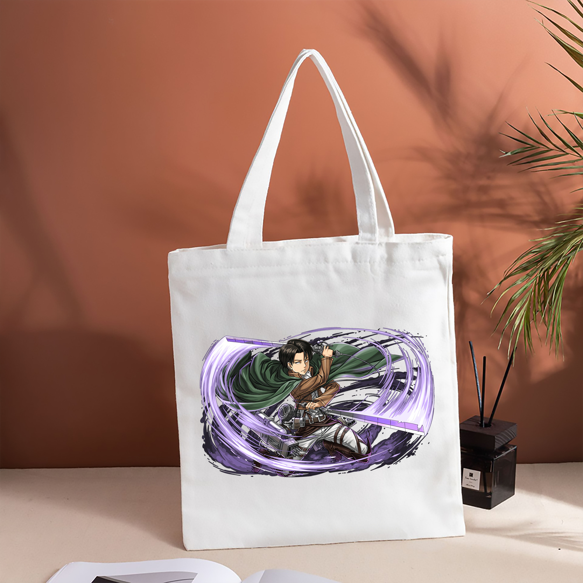 進撃の巨人 リヴァイ·アッカーマン Attack on Titan Levi Ackerman 縦型キャンバス生地手提げバッグ　トートバッグ