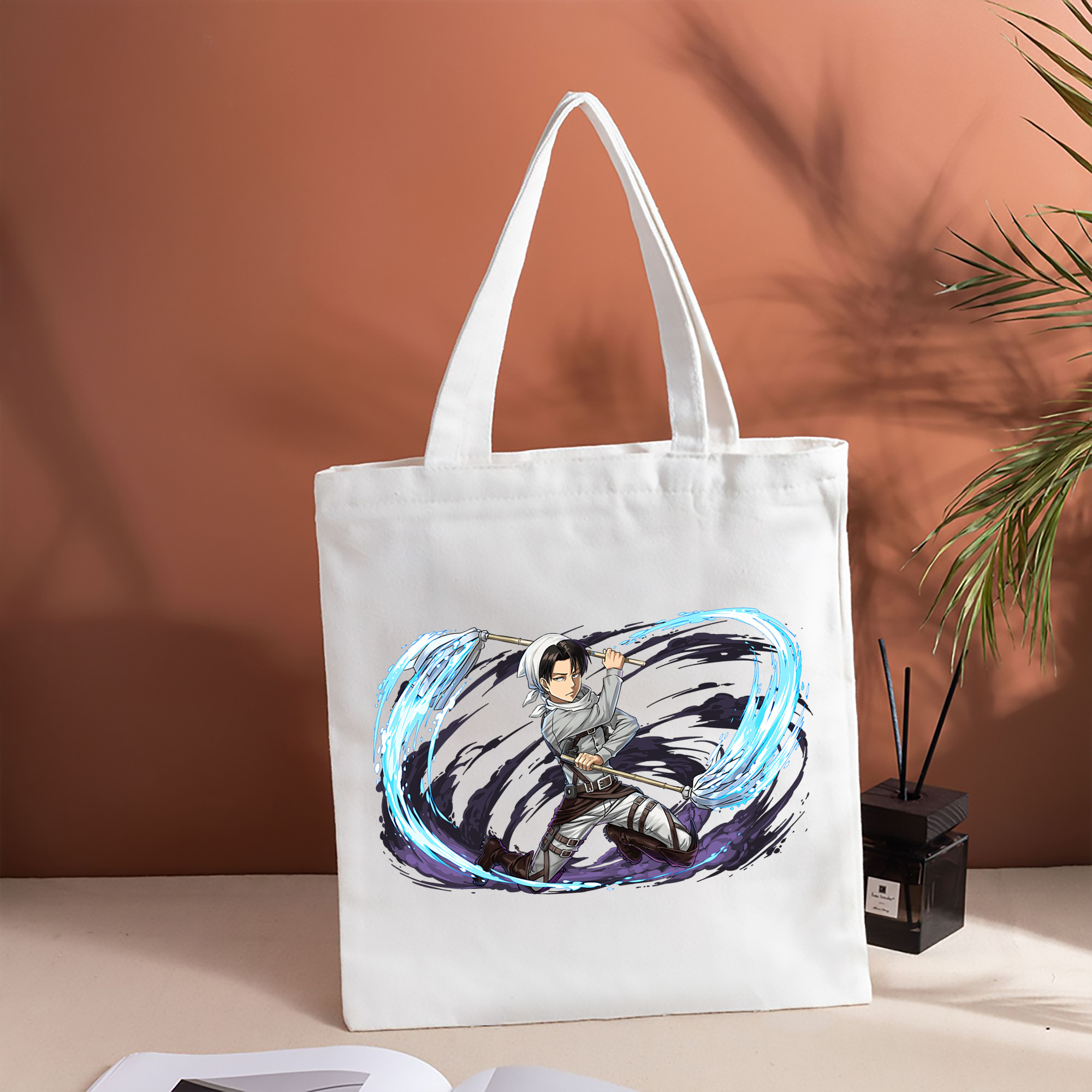 進撃の巨人 リヴァイ·アッカーマン Attack on Titan Levi Ackerman 縦型キャンバス生地手提げバッグ　トートバッグ