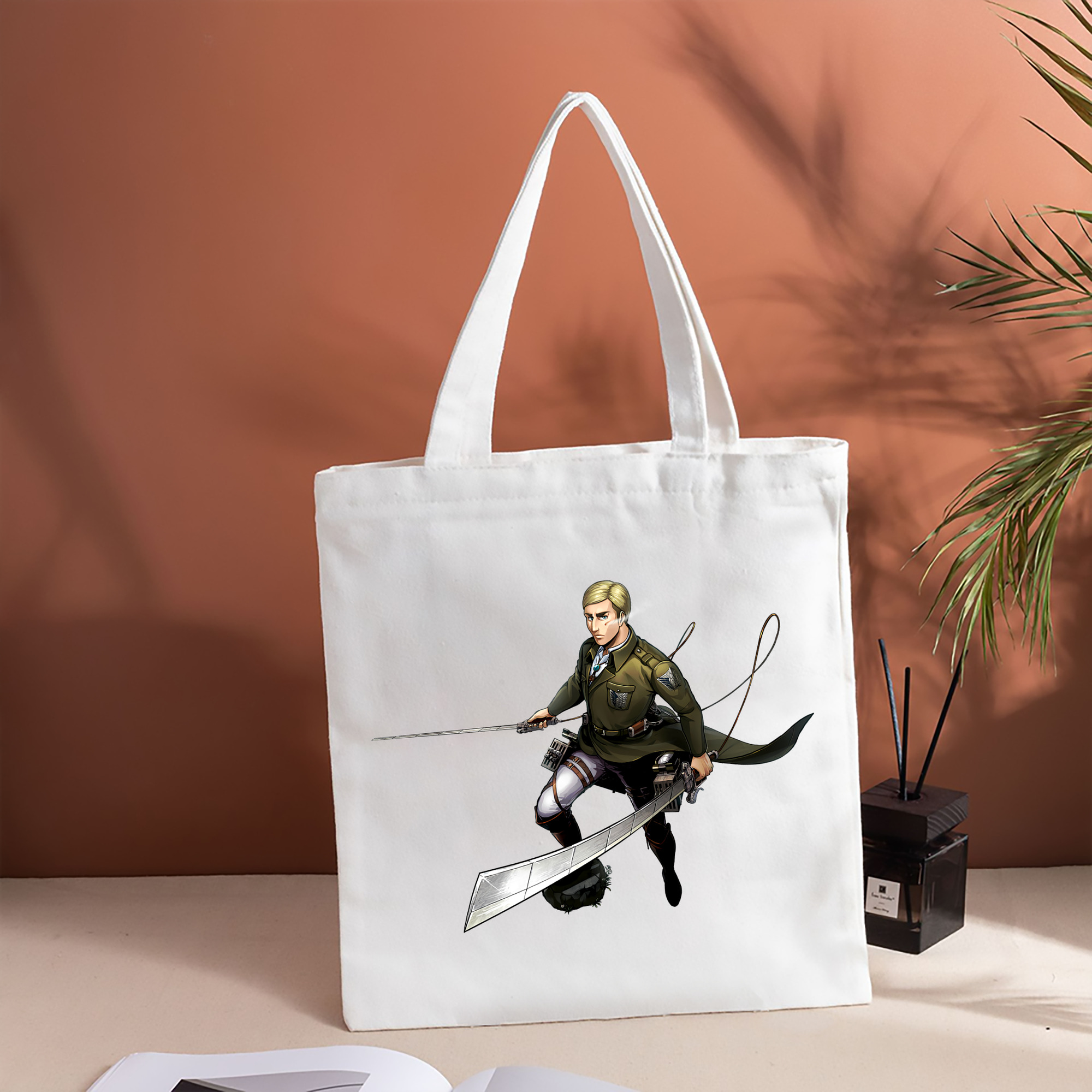 進撃の巨人 エルヴィン・スミス Attack on Titan Erwin Smith 縦型キャンバス生地手提げバッグ　トートバッグ