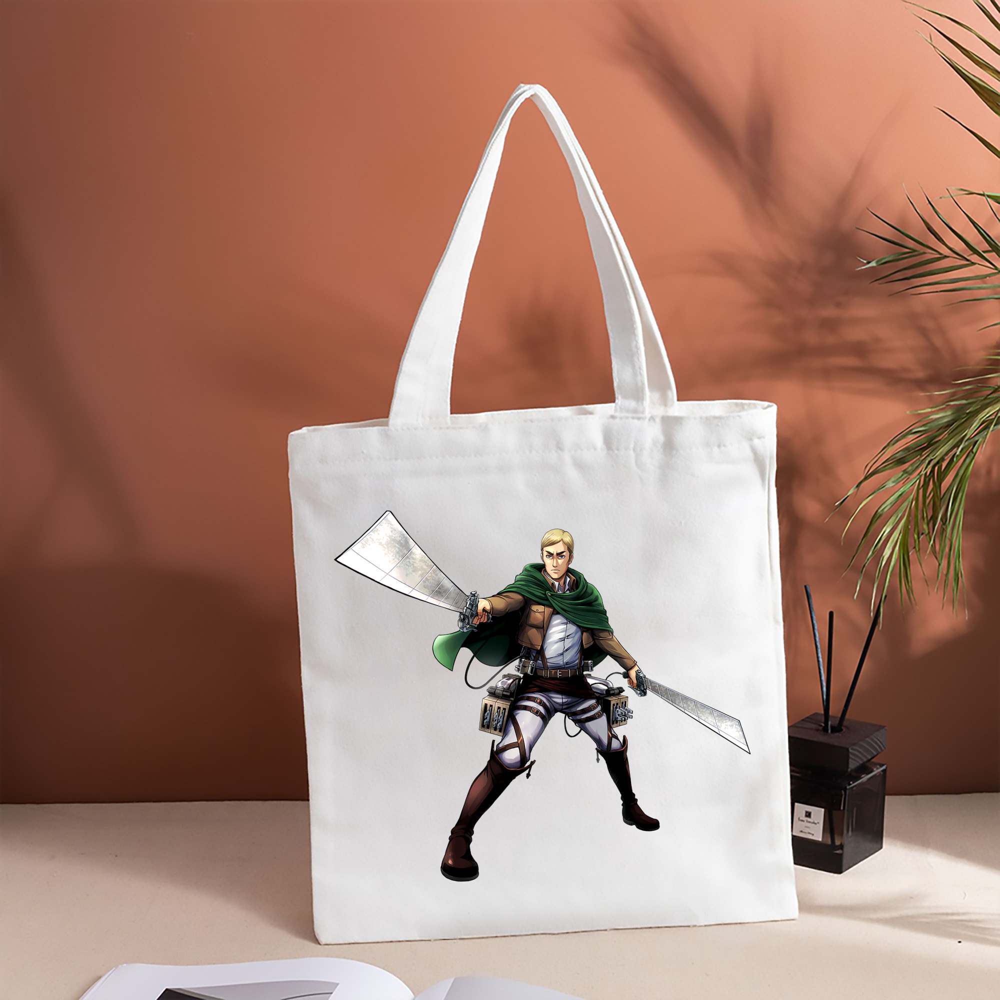 進撃の巨人 エルヴィン・スミス Attack on Titan Erwin Smith 縦型キャンバス生地手提げバッグ　トートバッグ