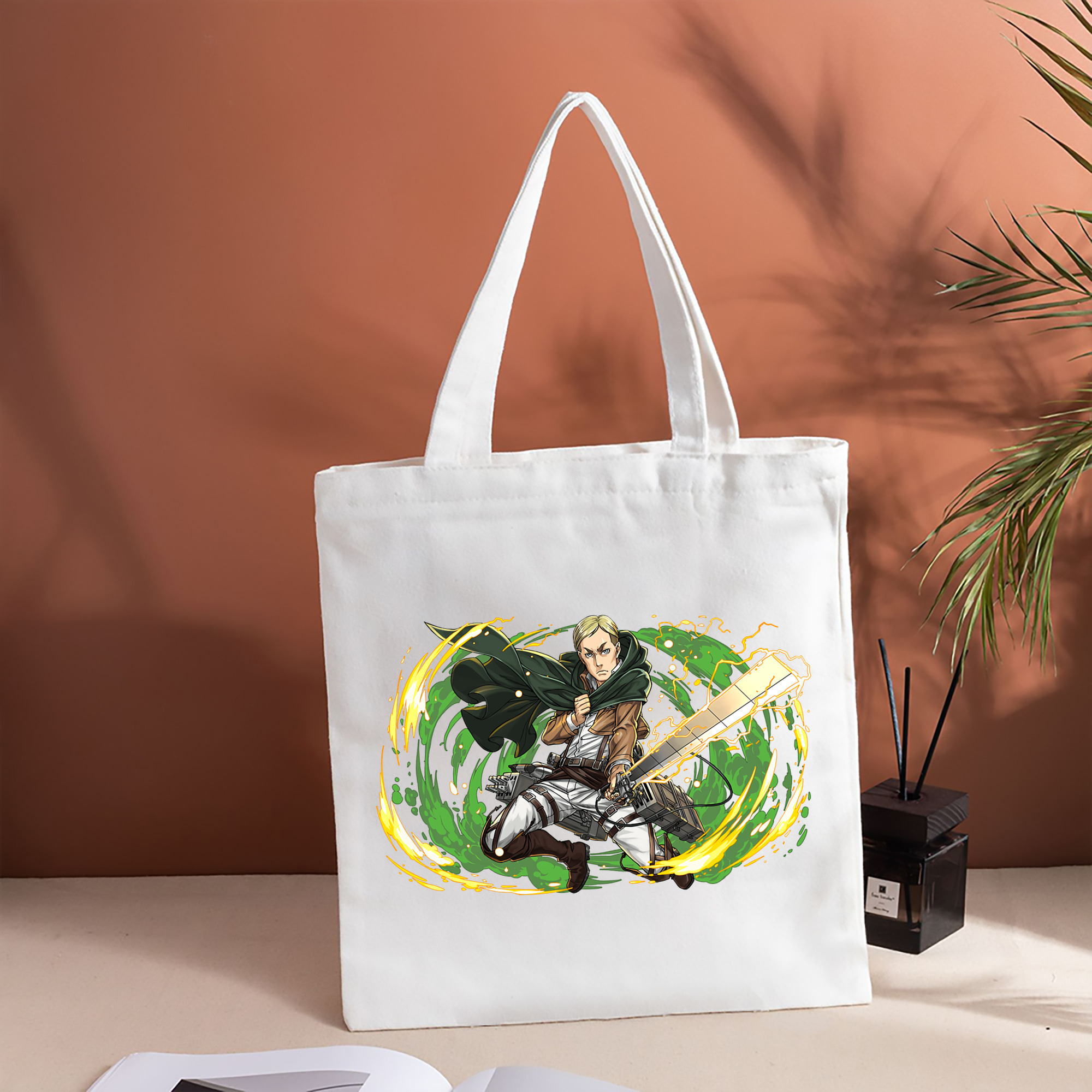 進撃の巨人 エルヴィン・スミス Attack on Titan Erwin Smith 縦型キャンバス生地手提げバッグ　トートバッグ