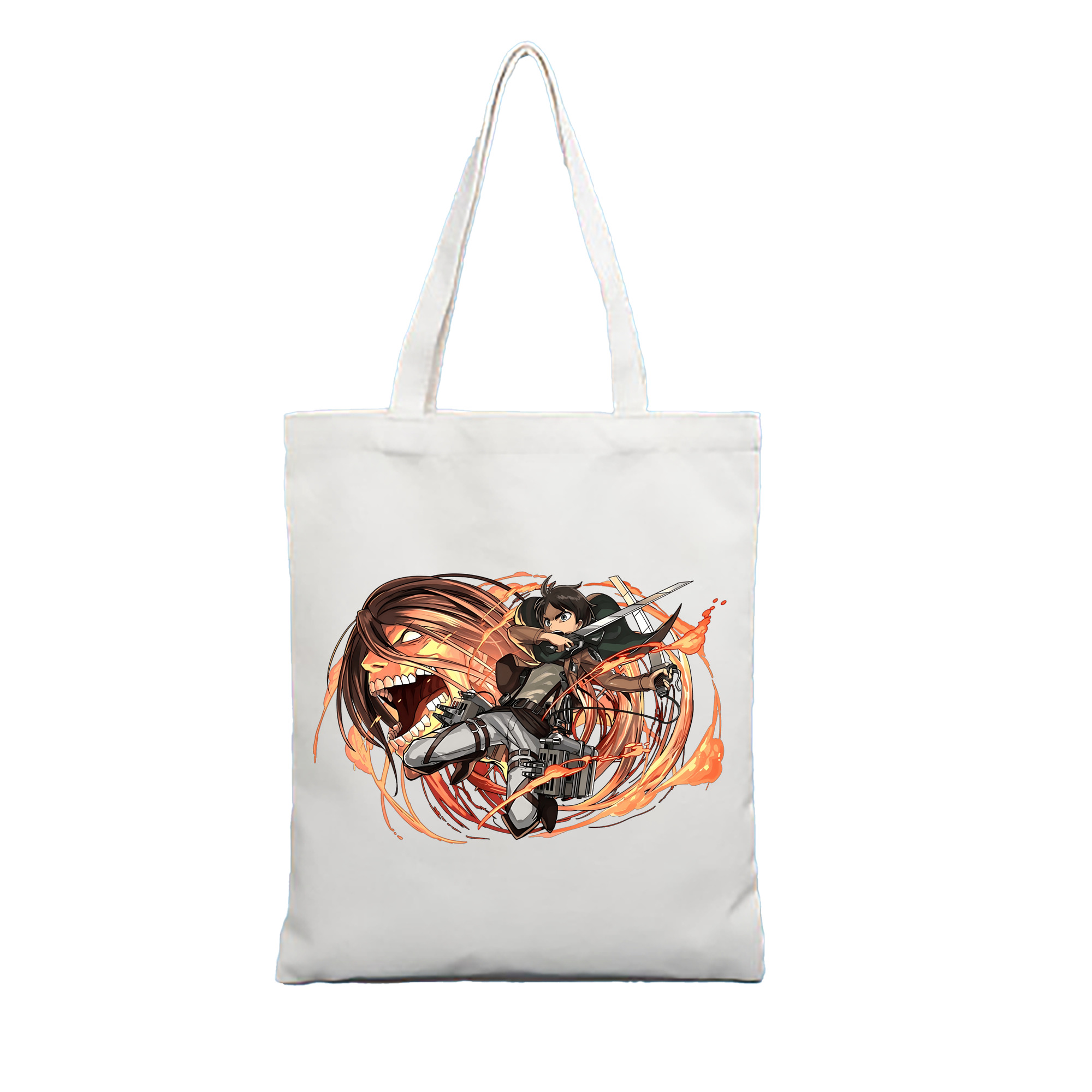 （画像用） 進撃の巨人 エレン･イェーガー Attack on Titan Eren Jäger 縦型キャンバス生地手提げバッグ　トートバッグ