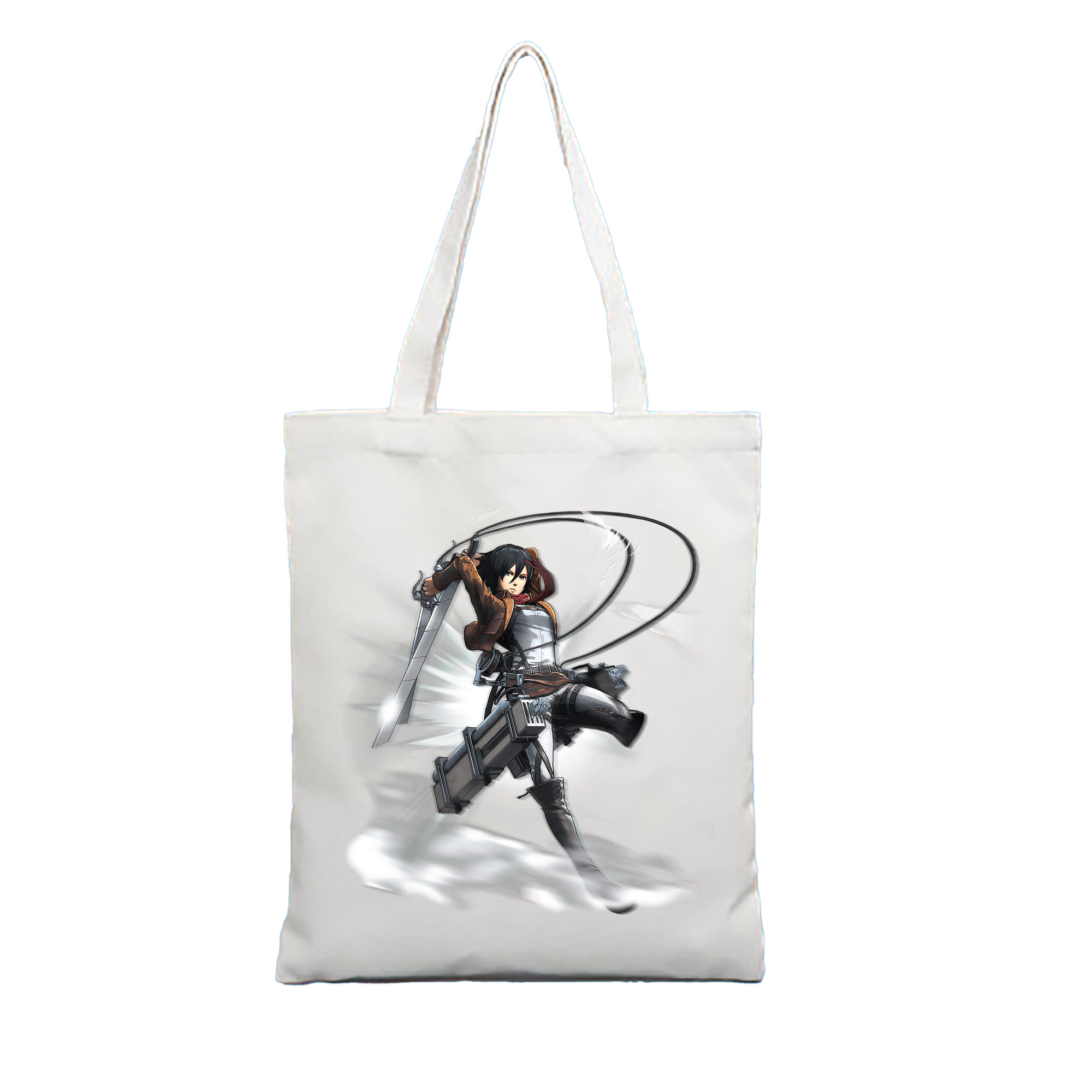 （画像用） 進撃の巨人 ミカサ·アッカーマン Attack on Titan Mikasa Ackerman 縦型キャンバス生地手提げバッグ　トートバッグ