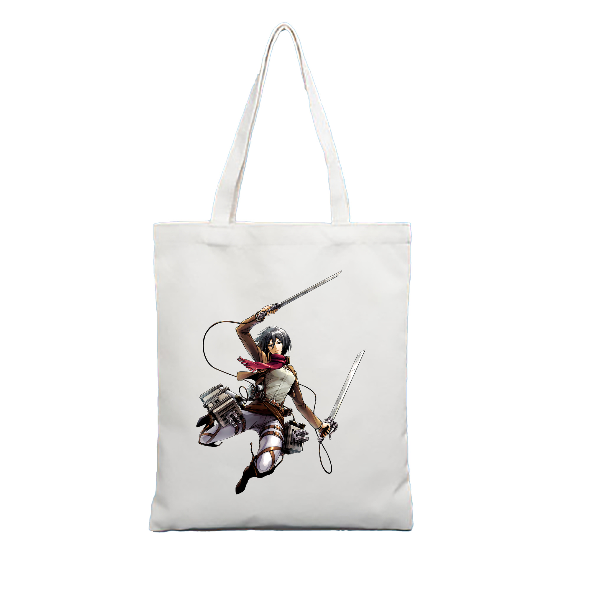 （画像用） 進撃の巨人 ミカサ·アッカーマン Attack on Titan Mikasa Ackerman 縦型キャンバス生地手提げバッグ　トートバッグ
