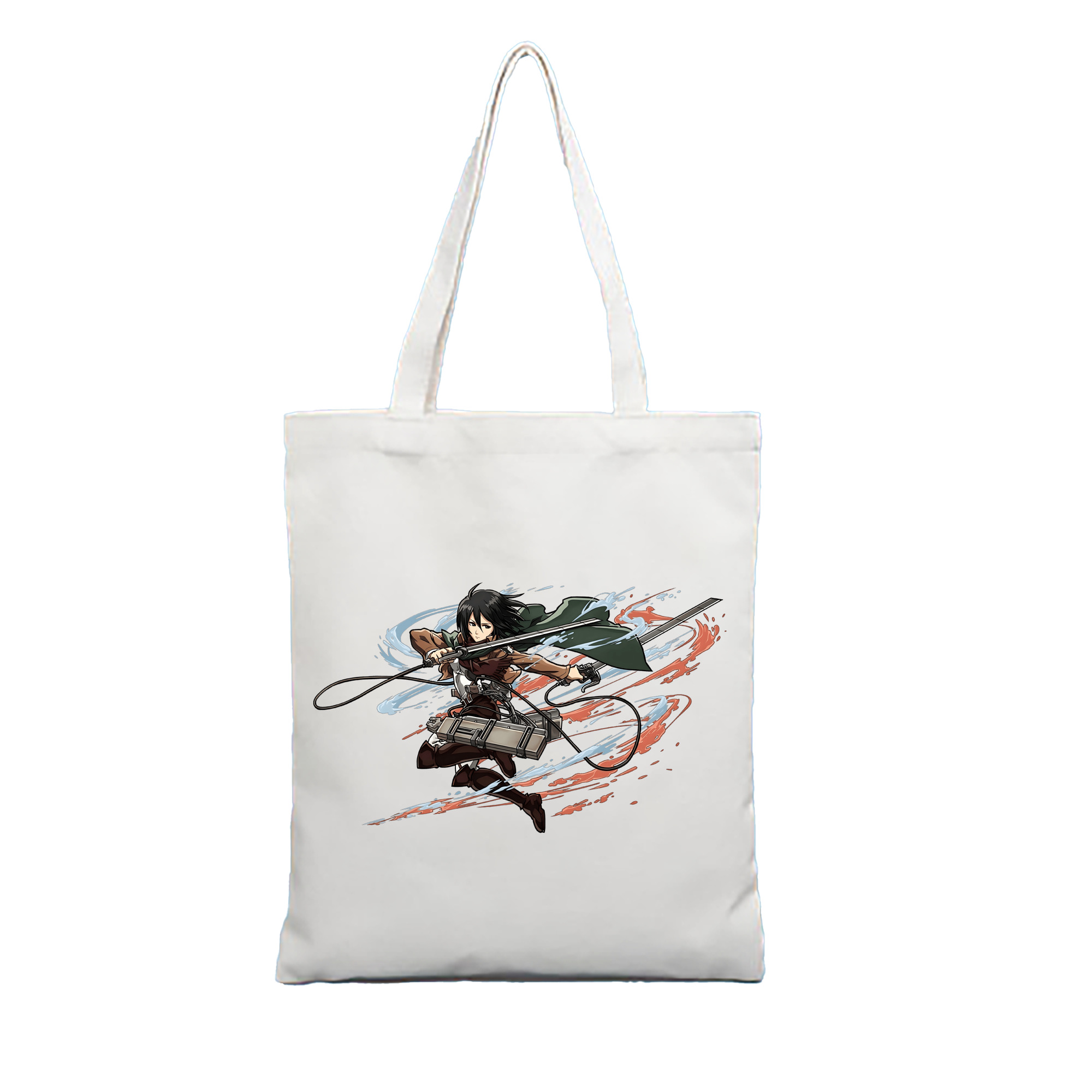 （画像用） 進撃の巨人 ミカサ·アッカーマン Attack on Titan Mikasa Ackerman 縦型キャンバス生地手提げバッグ　トートバッグ