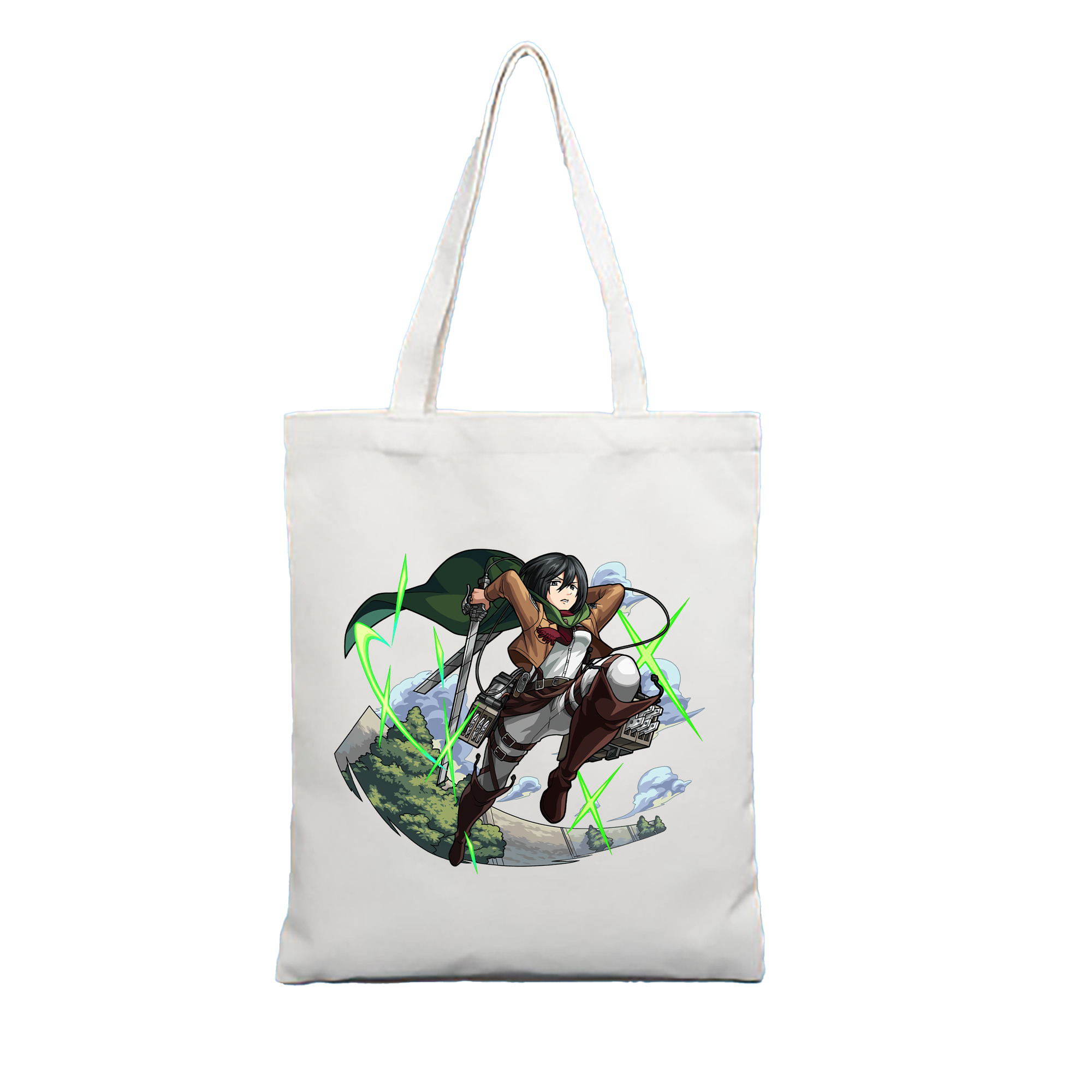 （画像用） 進撃の巨人 ミカサ·アッカーマン Attack on Titan Mikasa Ackerman 縦型キャンバス生地手提げバッグ　トートバッグ