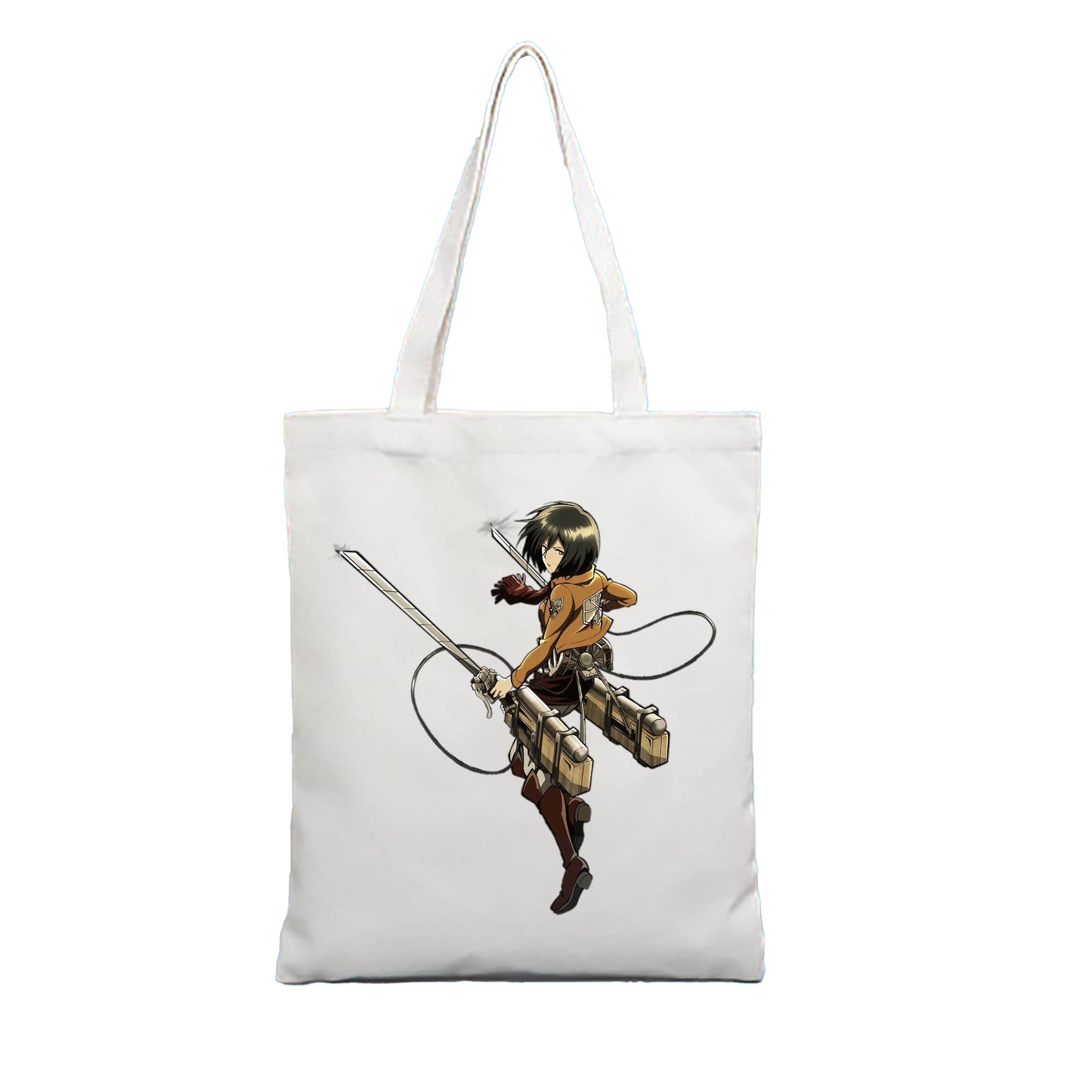 （画像用） 進撃の巨人 ミカサ·アッカーマン Attack on Titan Mikasa Ackerman 縦型キャンバス生地手提げバッグ　トートバッグ