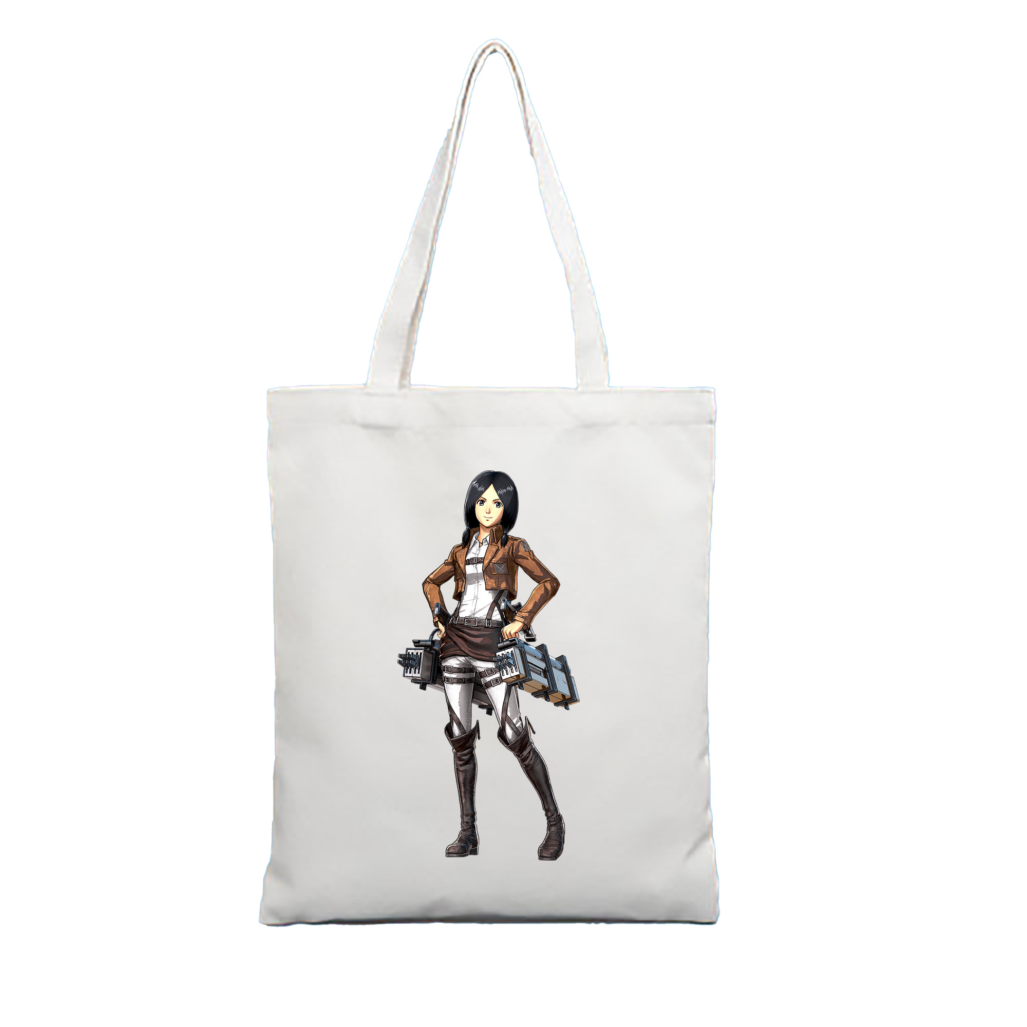 （画像用） 進撃の巨人 ミカサ·アッカーマン Attack on Titan Mikasa Ackerman 縦型キャンバス生地手提げバッグ　トートバッグ
