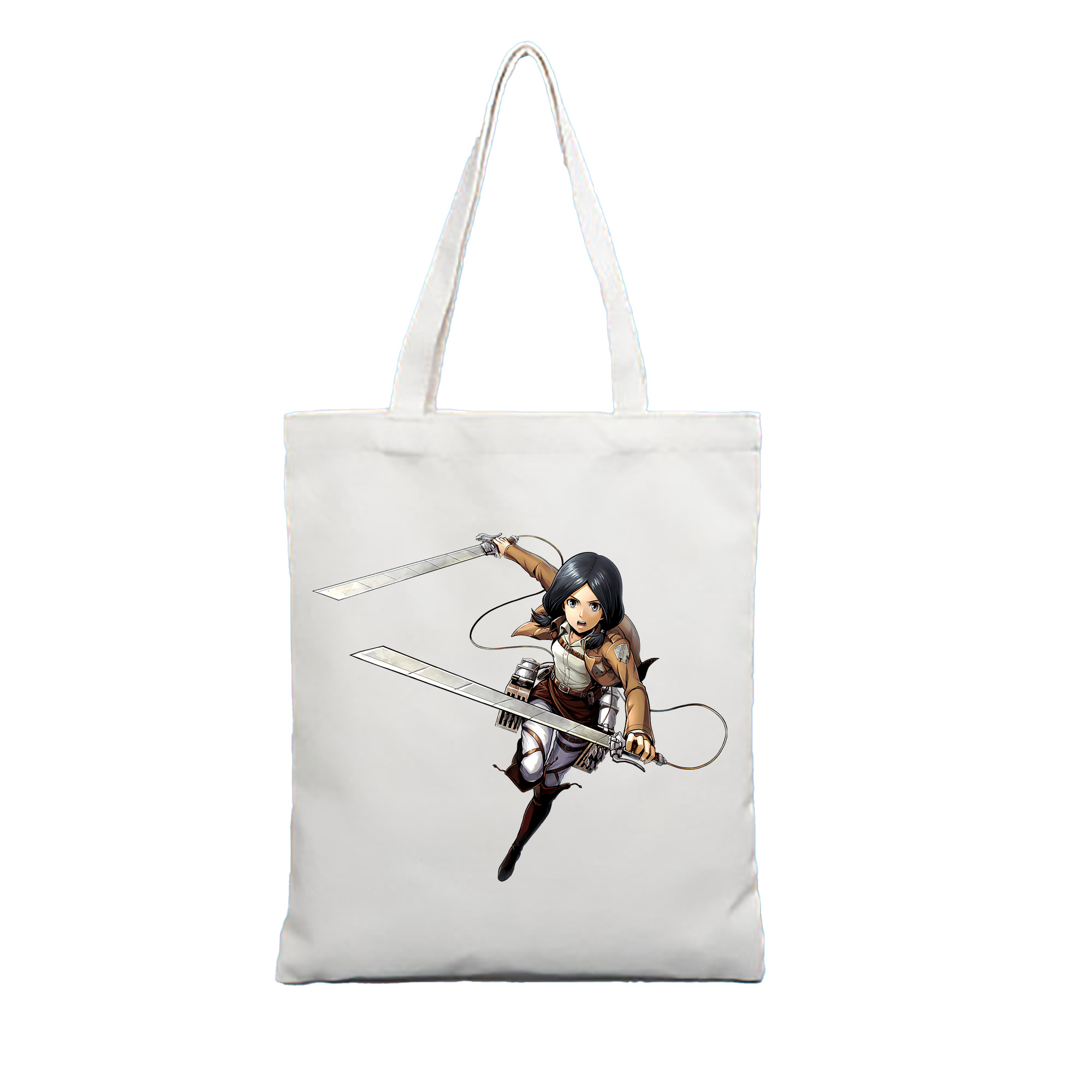 （画像用） 進撃の巨人 ミカサ·アッカーマン Attack on Titan Mikasa Ackerman 縦型キャンバス生地手提げバッグ　トートバッグ