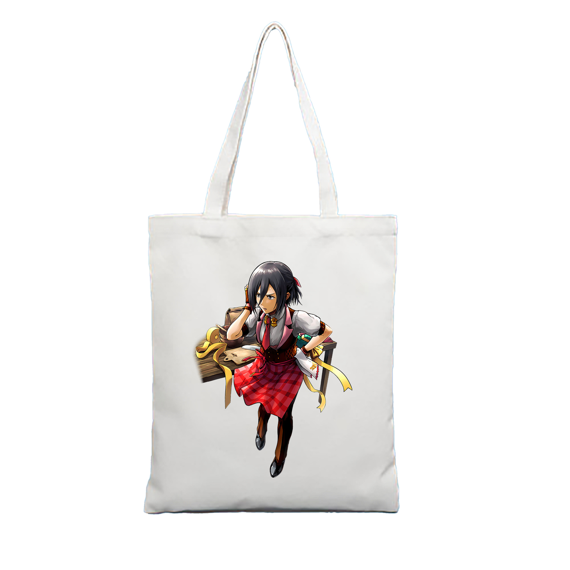 （画像用） 進撃の巨人 ミカサ·アッカーマン Attack on Titan Mikasa Ackerman 縦型キャンバス生地手提げバッグ　トートバッグ
