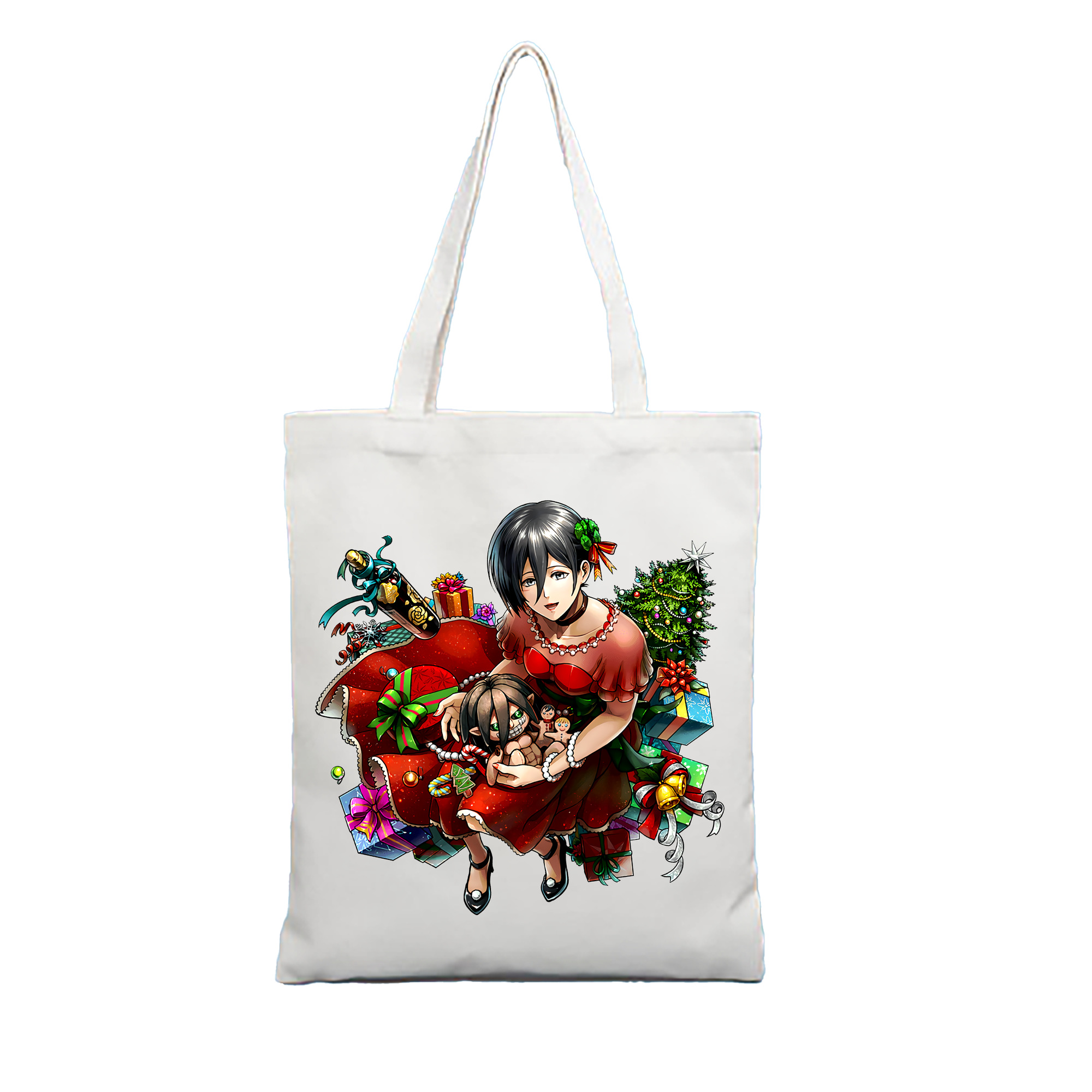（画像用） 進撃の巨人 ミカサ·アッカーマン Attack on Titan Mikasa Ackerman 縦型キャンバス生地手提げバッグ　トートバッグ