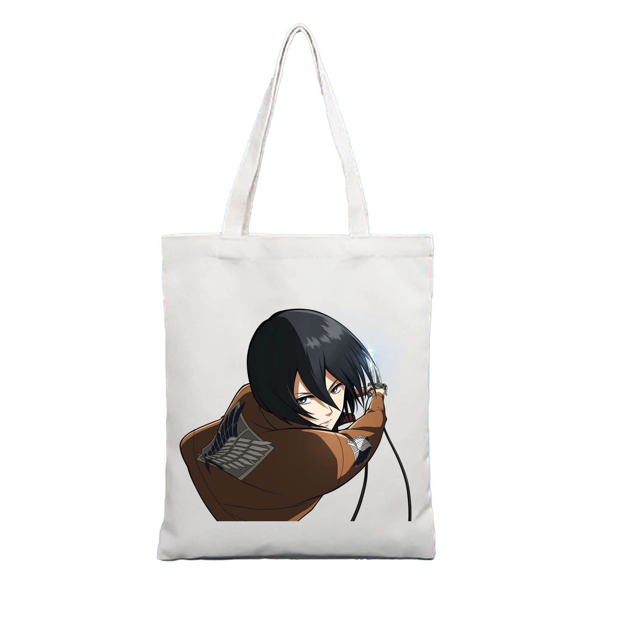 （画像用） 進撃の巨人 ミカサ·アッカーマン Attack on Titan Mikasa Ackerman 縦型キャンバス生地手提げバッグ　トートバッグ