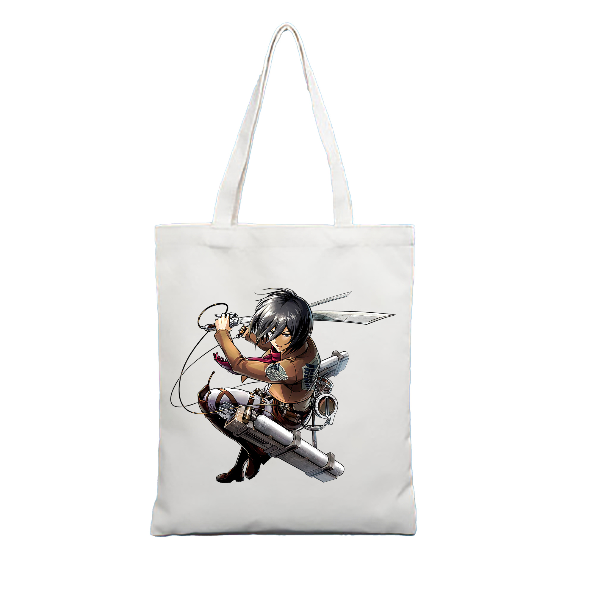 （画像用） 進撃の巨人 ミカサ·アッカーマン Attack on Titan Mikasa Ackerman 縦型キャンバス生地手提げバッグ　トートバッグ