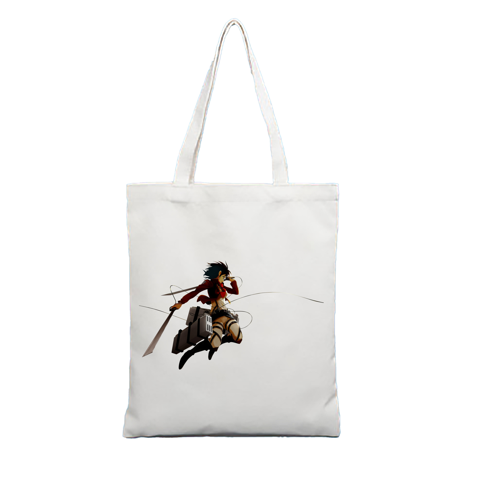（画像用） 進撃の巨人 ミカサ·アッカーマン Attack on Titan Mikasa Ackerman 縦型キャンバス生地手提げバッグ　トートバッグ